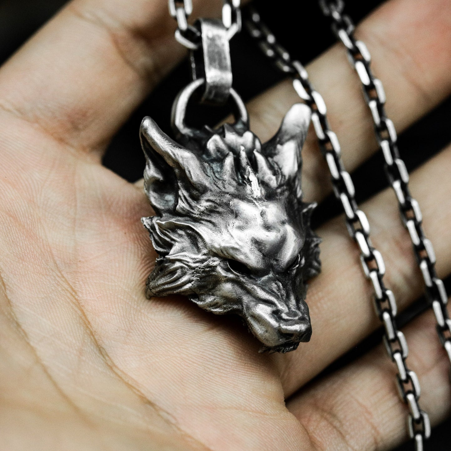 Wolf King Mask Pendant - 925 Silver Handmade