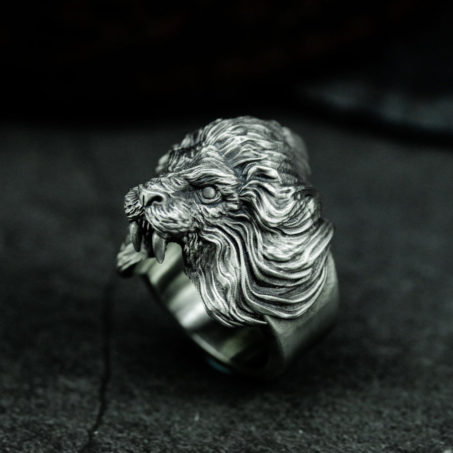 Lion Mask Ring ¨C Handmade 925 Silver Gothic Beast Band