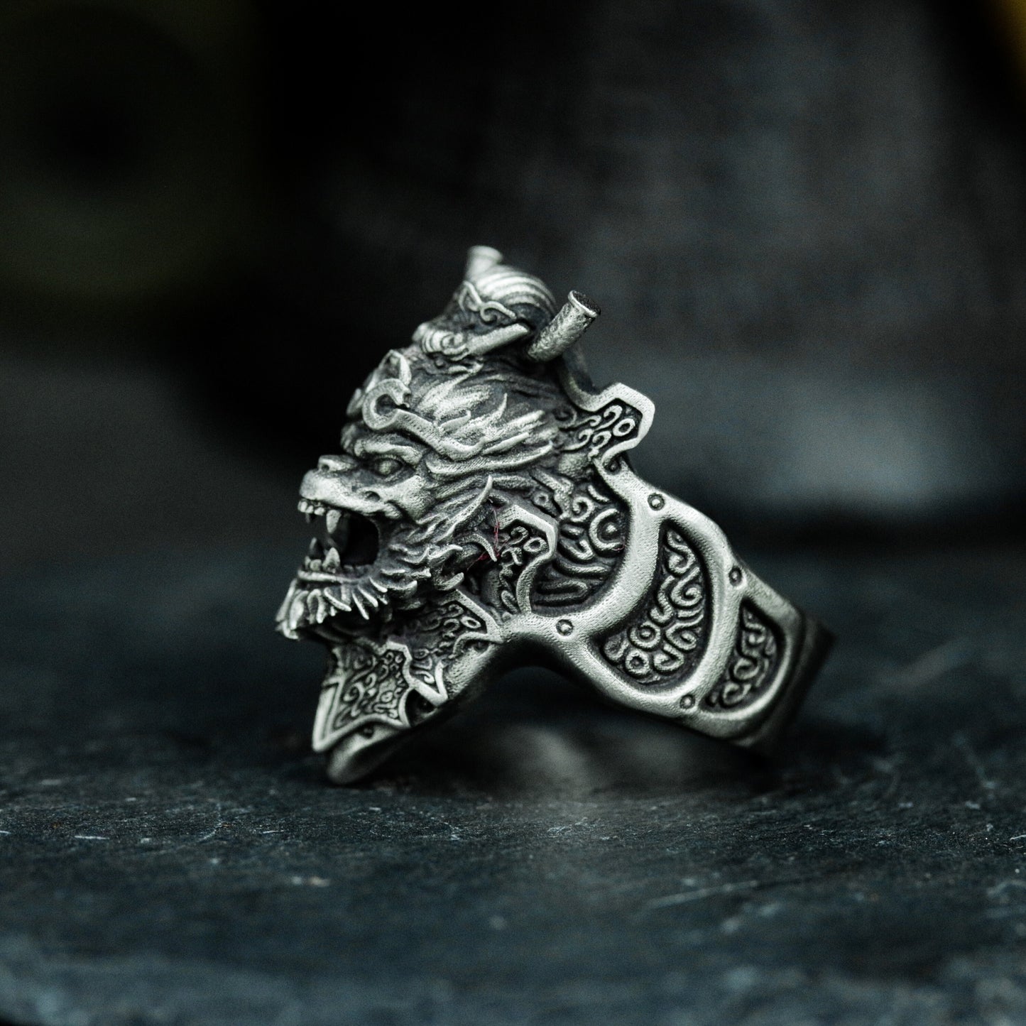 Demon Monkey King Ring with Tribal Armor - 925 Sterling Silver Handmade