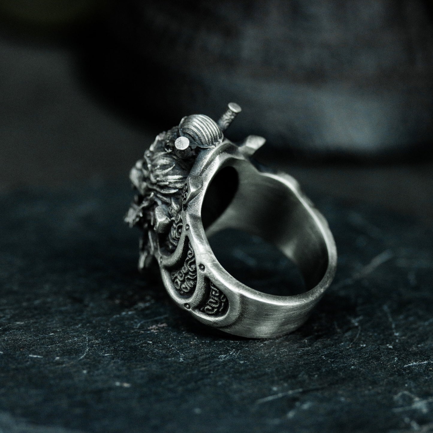 Demon Monkey King Ring with Tribal Armor - 925 Sterling Silver Handmade