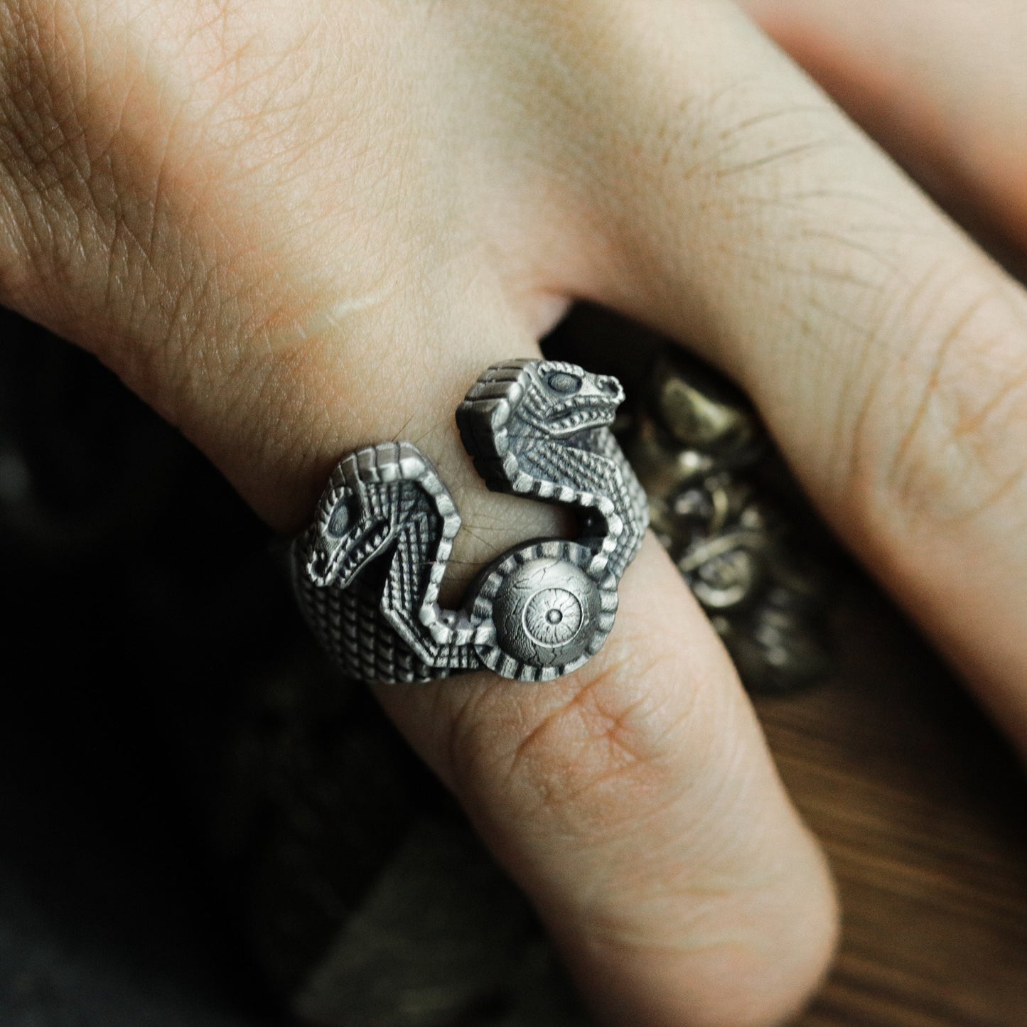 Snake Guard Ring ¨C Handmade 925 Silver Animal Totem Band