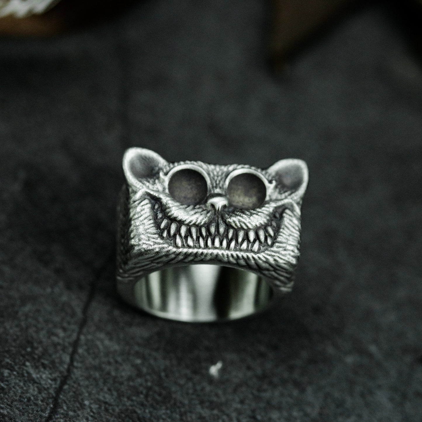 Grinning Cat Ring - 925 Silver Handmade