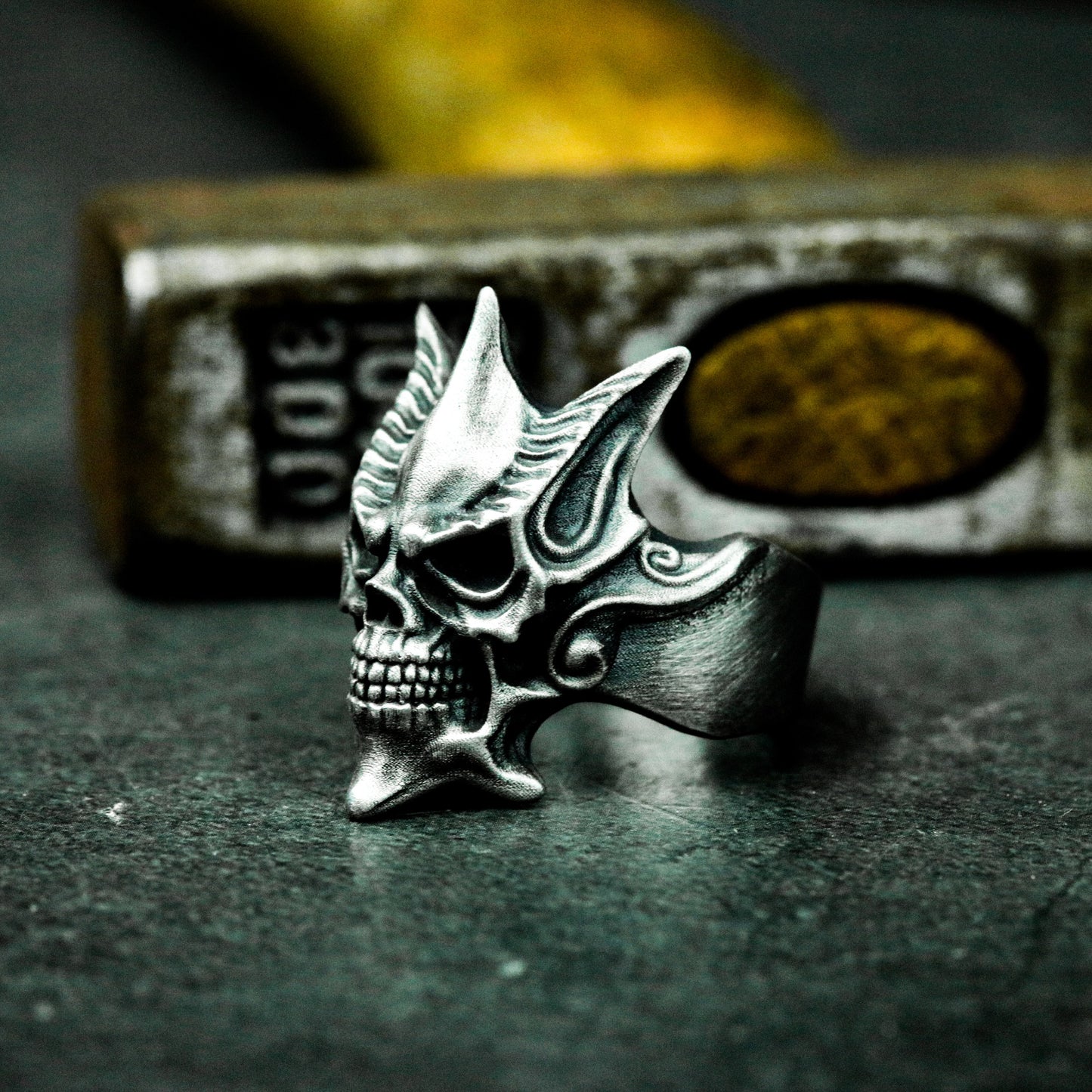 Horned Demon Skull Ring ¨C 925 Silver Handmade