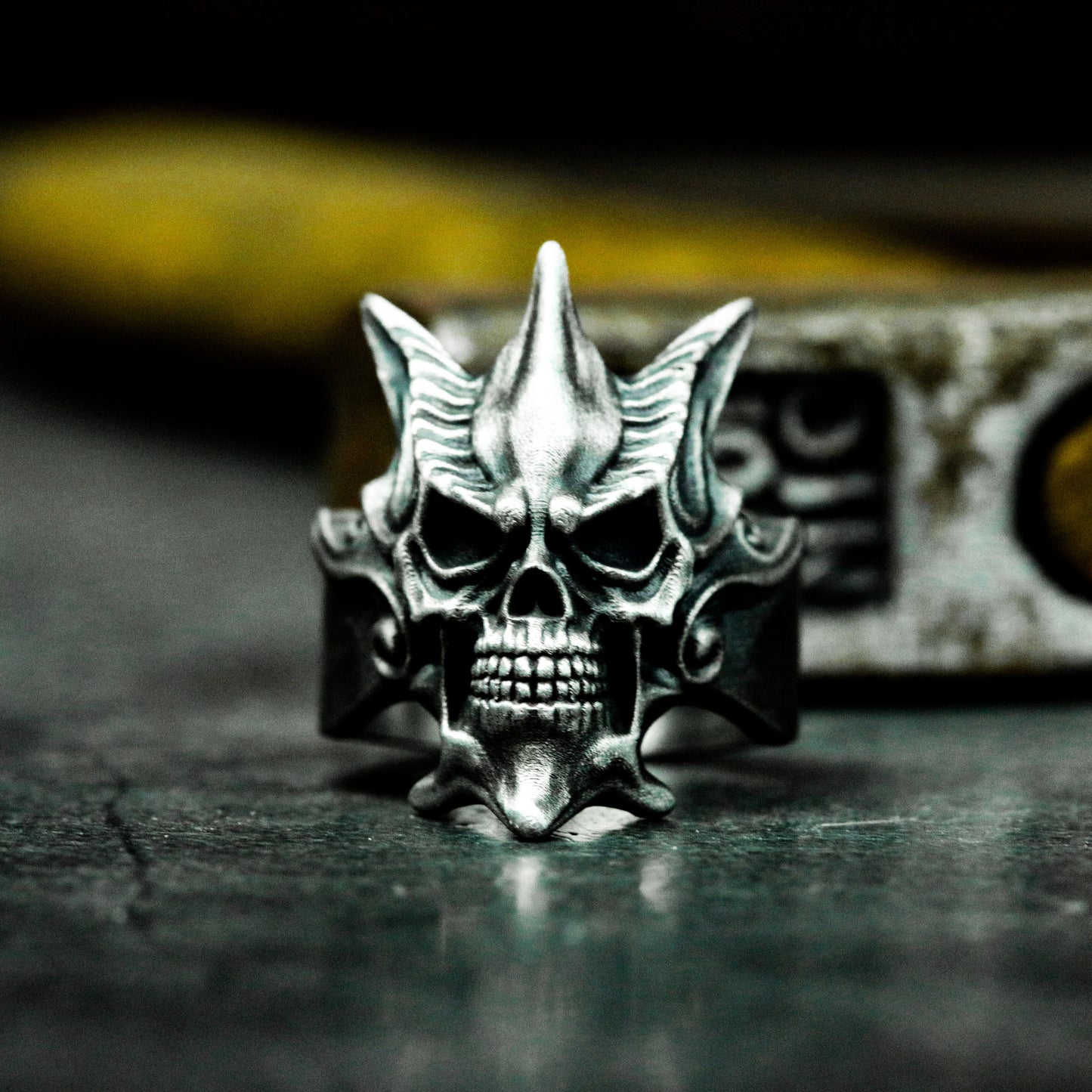 Horned Demon Skull Ring ¨C 925 Silver Handmade