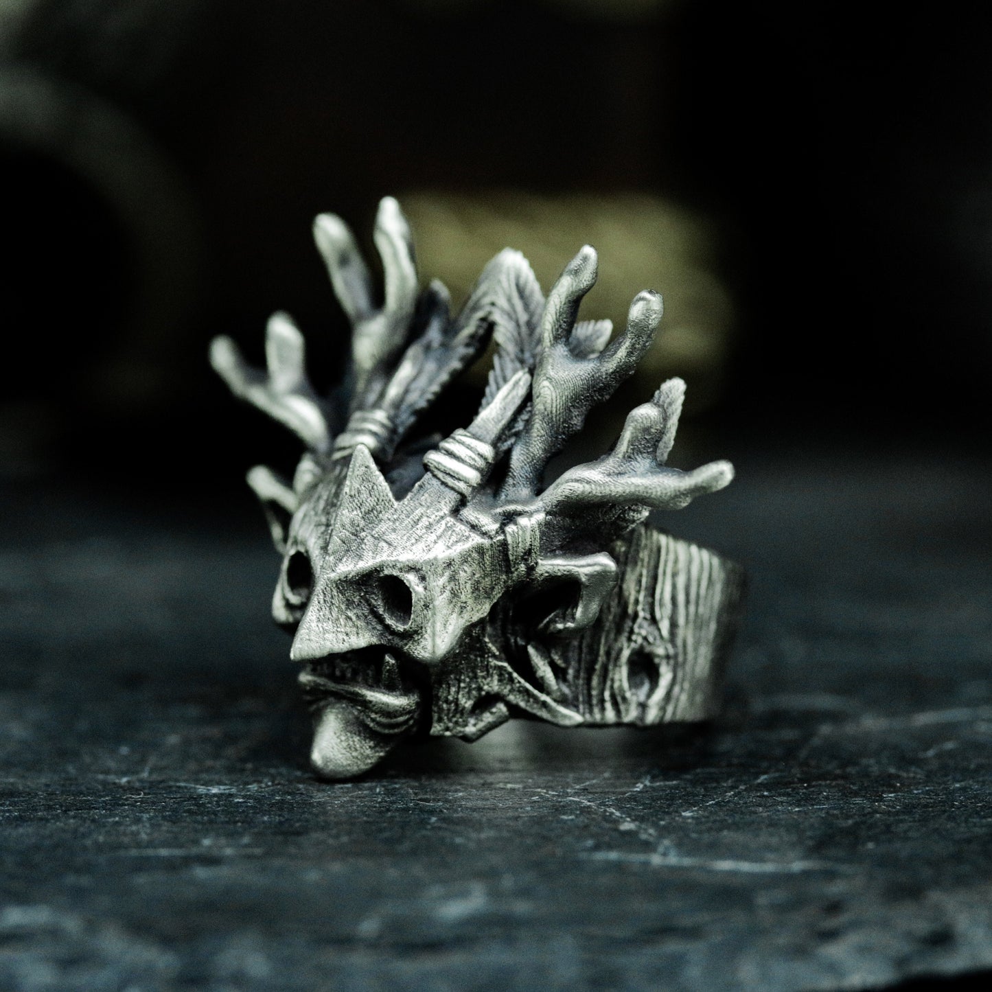 Wizard Mask Skull Ring - 925 Silver Handmade