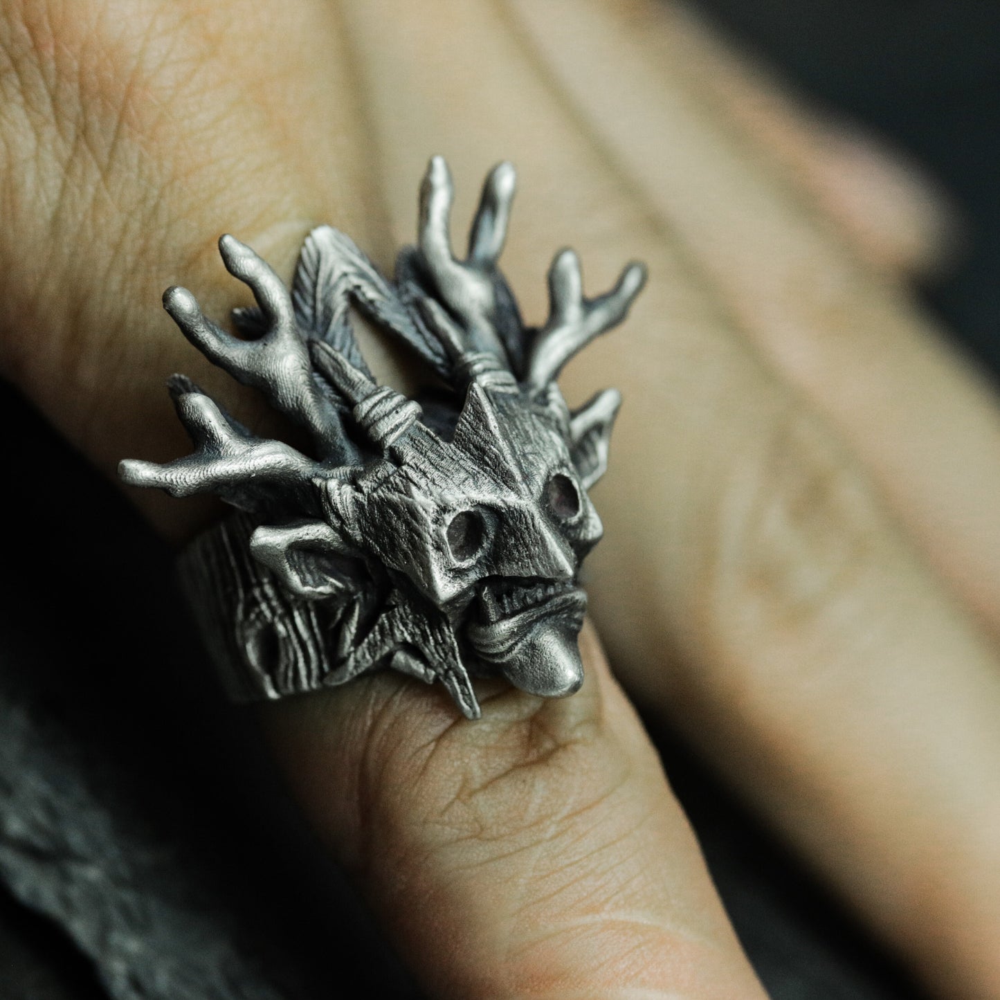 Wizard Mask Skull Ring - 925 Silver Handmade