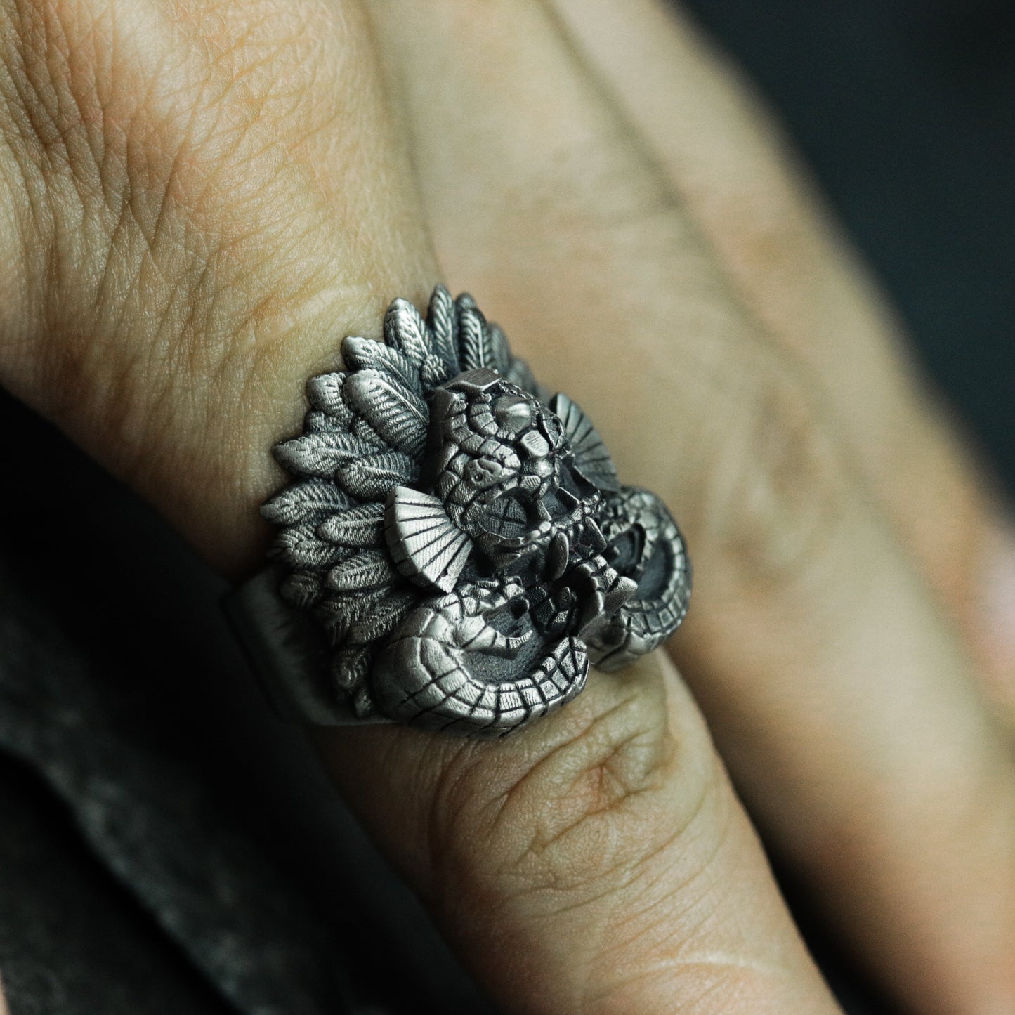 Snake Spirit Ring ¨C Handmade 925 Silver Rain God Totem Band