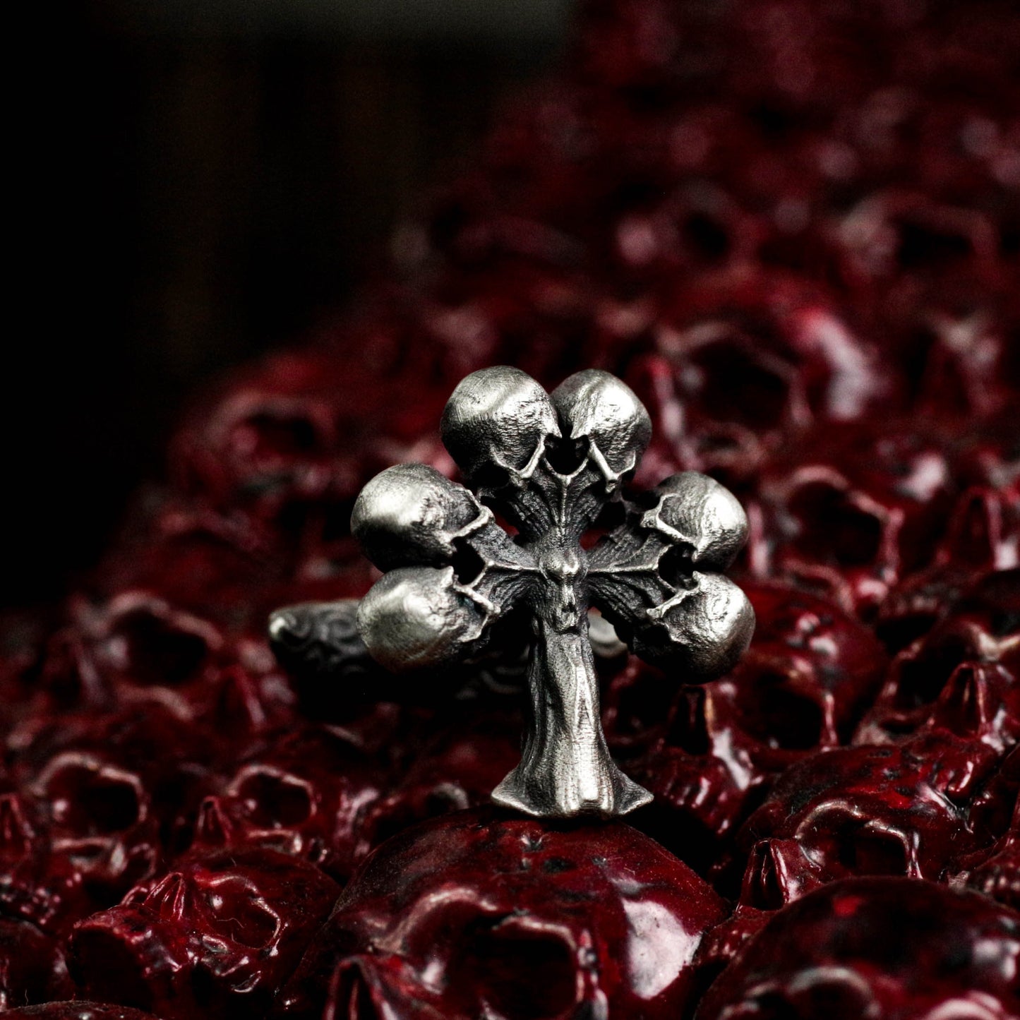 Plum Skull Cufflinks - Handmade 925 Silver Playing Card Design