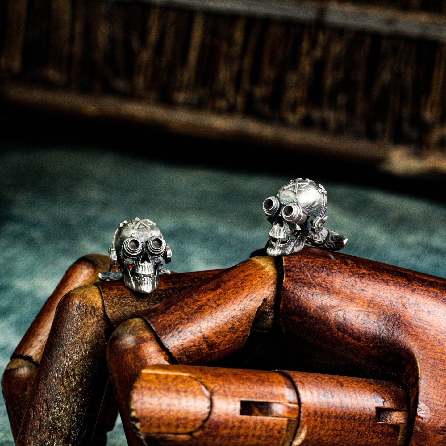 Gas Mask Skull Cufflinks - Handmade 925 Sterling Silver