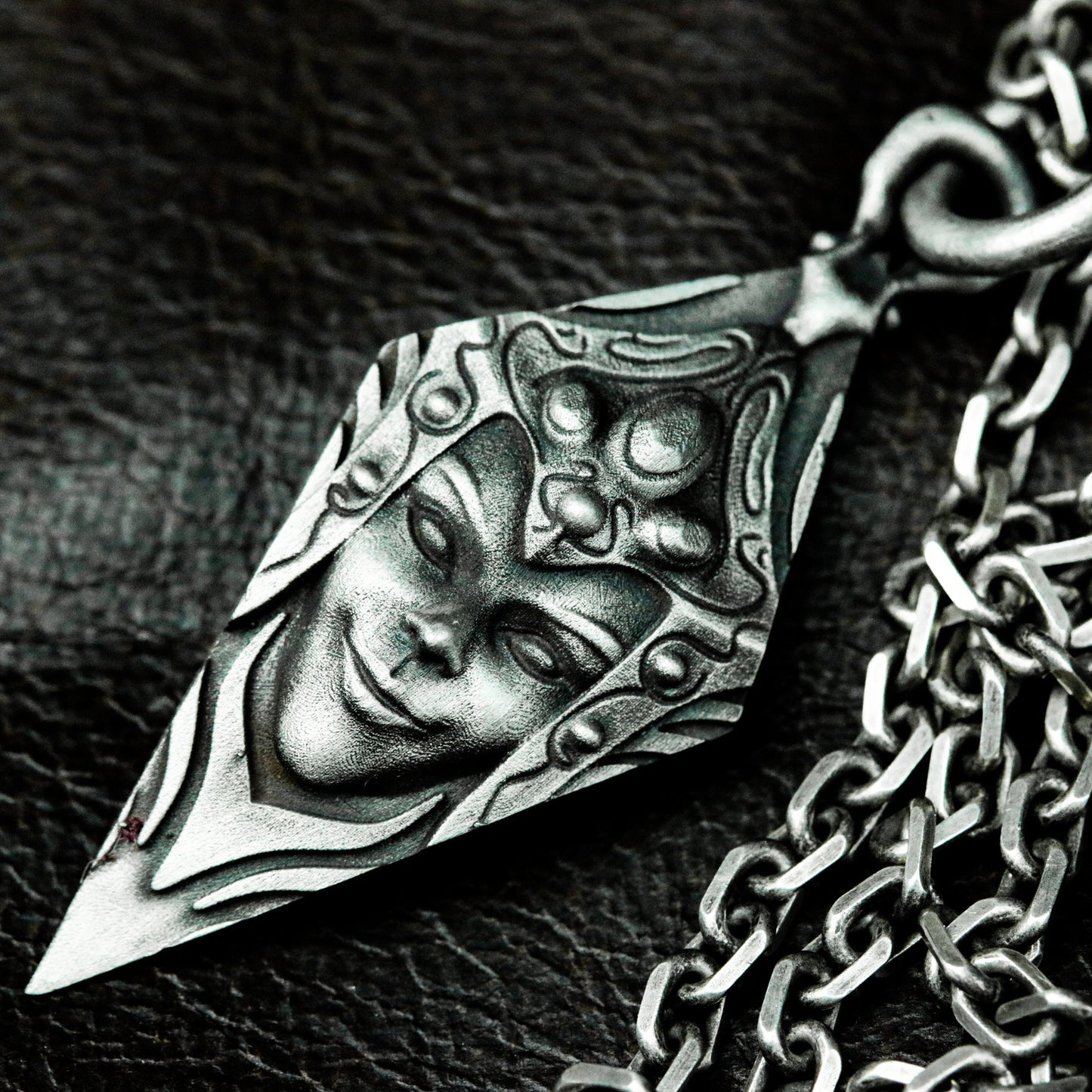 Face on Blade Pendant ¨C 925 Silver Handmade
