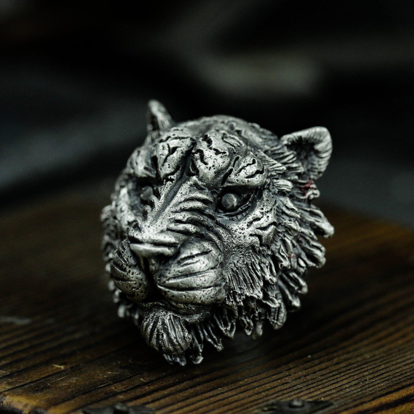 Big Tiger Head Ring - 925 Silver Handmade