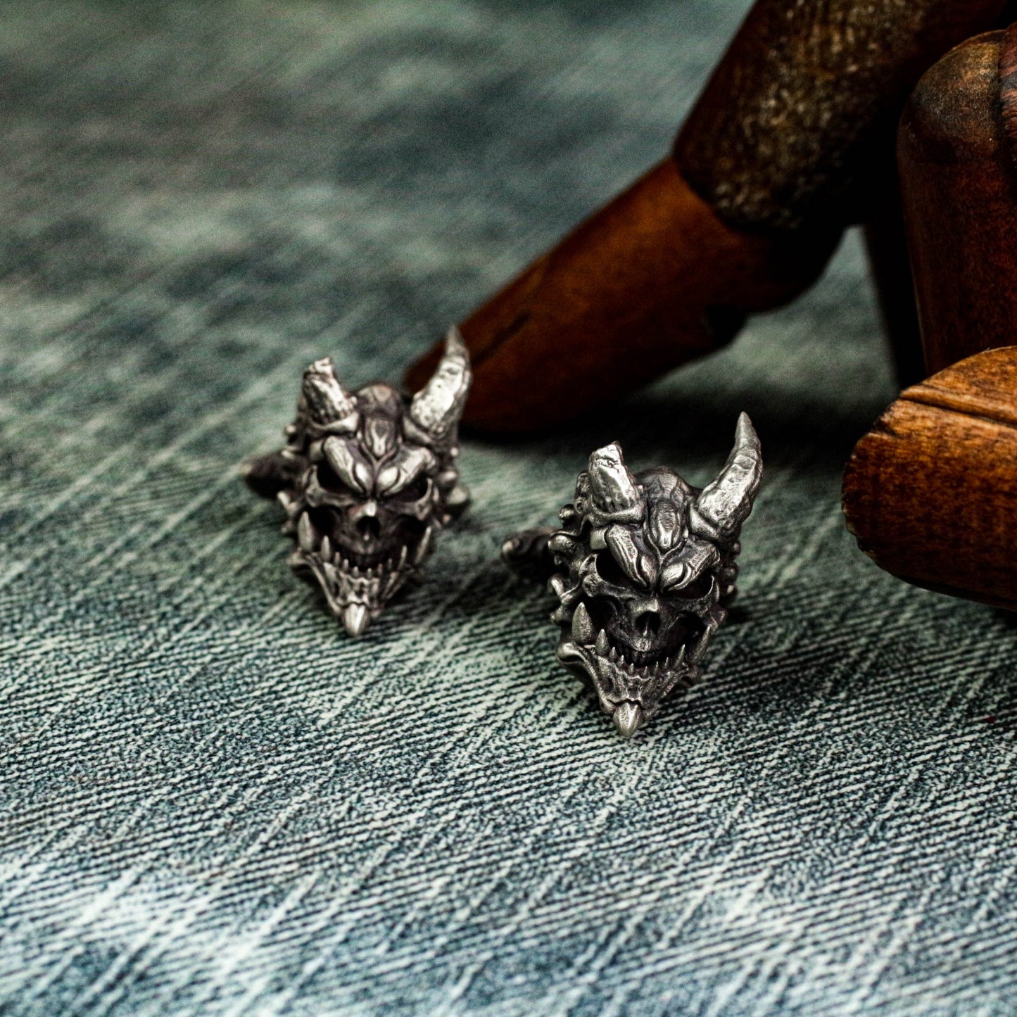Bonjour Devil Mask Cufflinks - Handmade 925 Silver