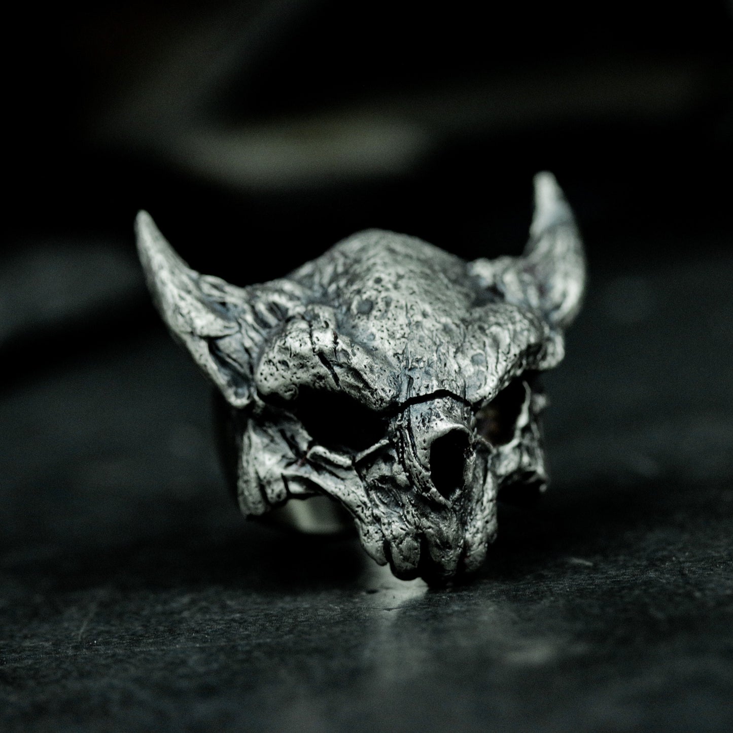 Bull Skull Ring ¨C Handmade 925 Silver Warrior Band
