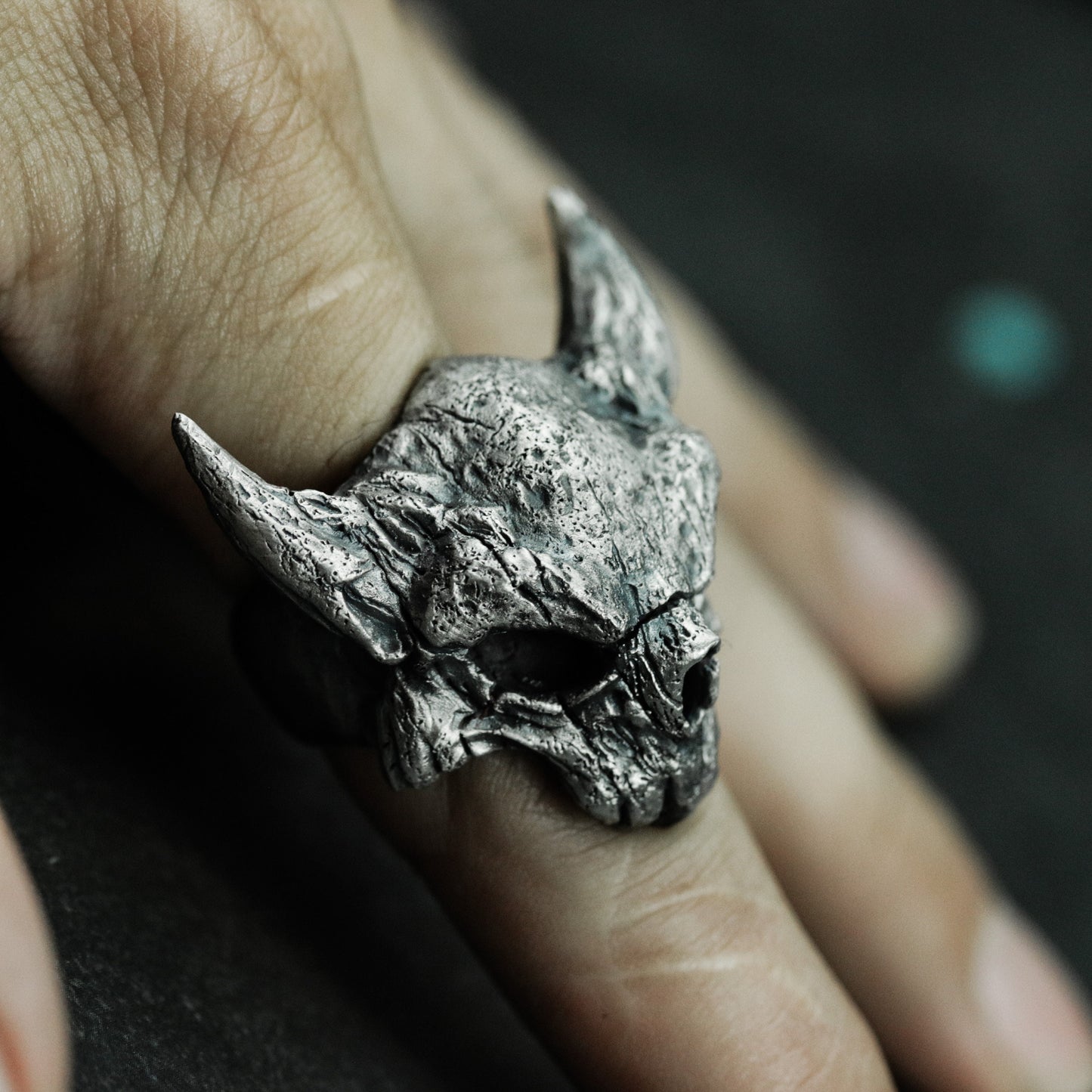 Bull Skull Ring ¨C Handmade 925 Silver Warrior Band