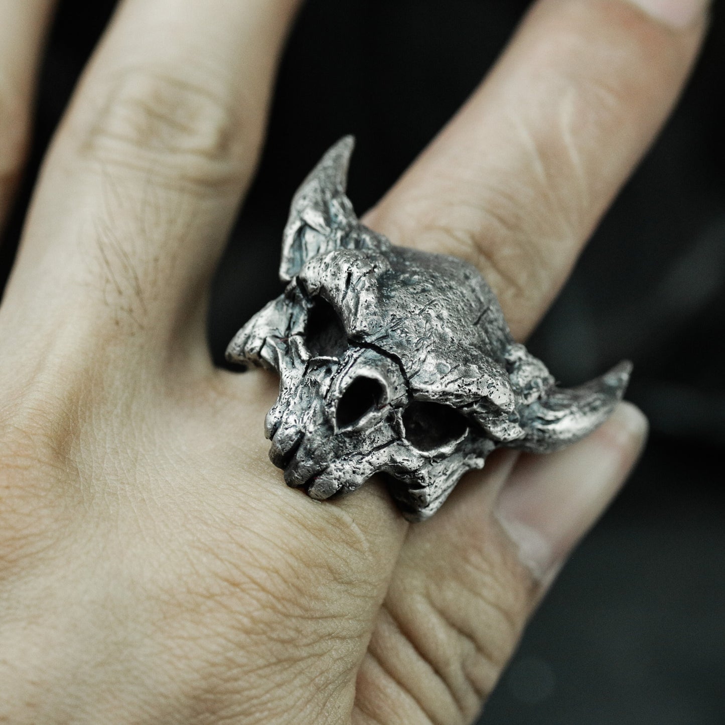 Bull Skull Ring ¨C Handmade 925 Silver Warrior Band