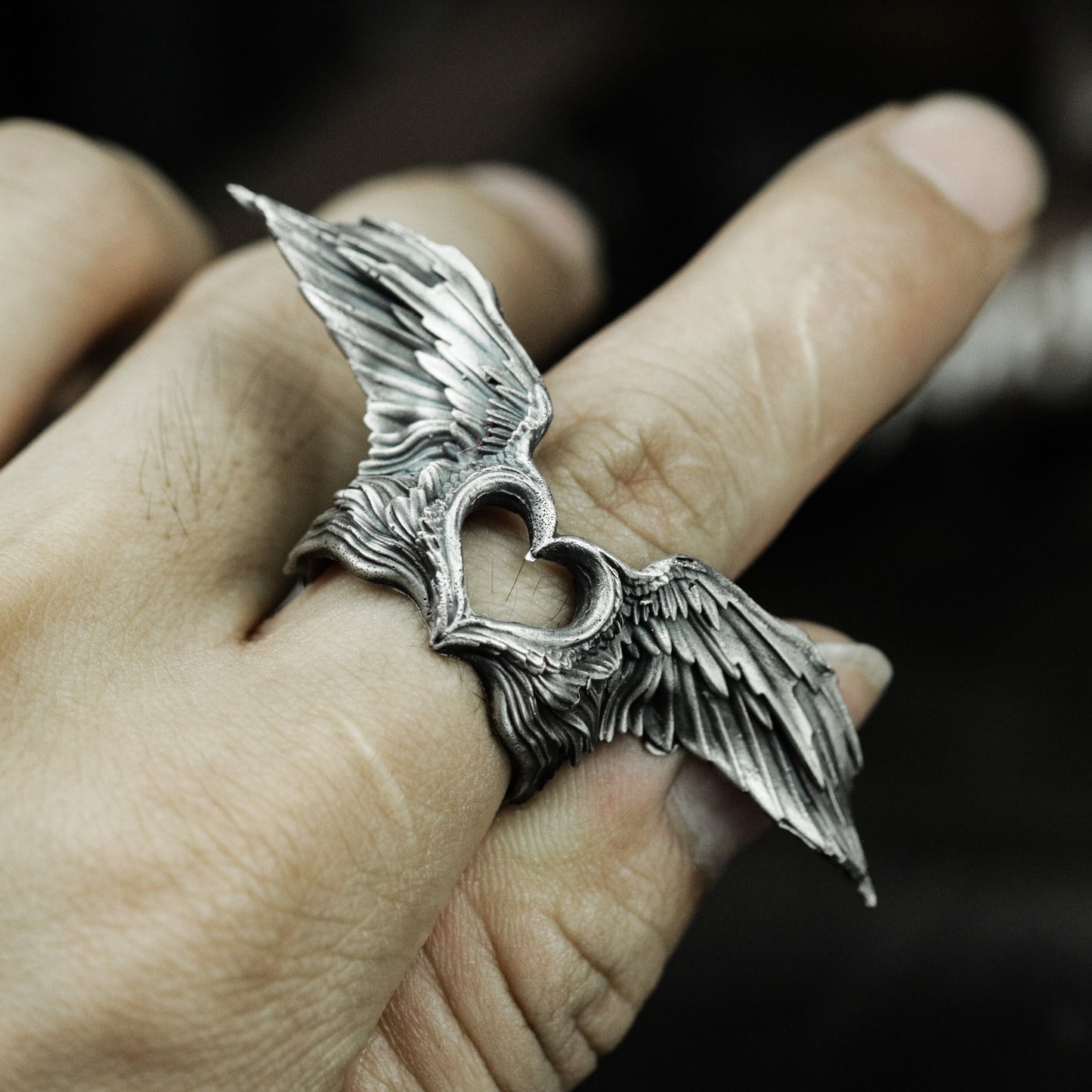 Heart With Wings Ring - 925 Silver Handmade