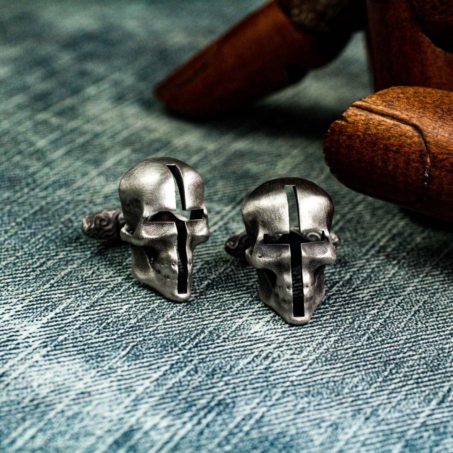 Cross Skull Cufflinks - 925 Silver Handmade