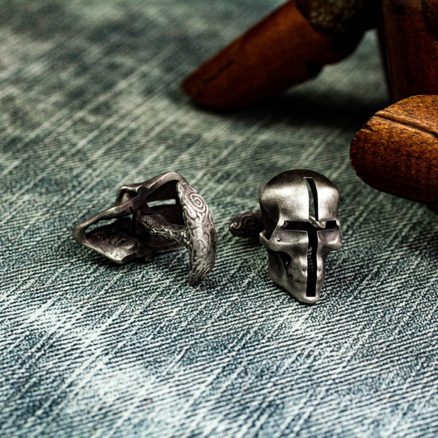 Cross Skull Cufflinks - 925 Silver Handmade