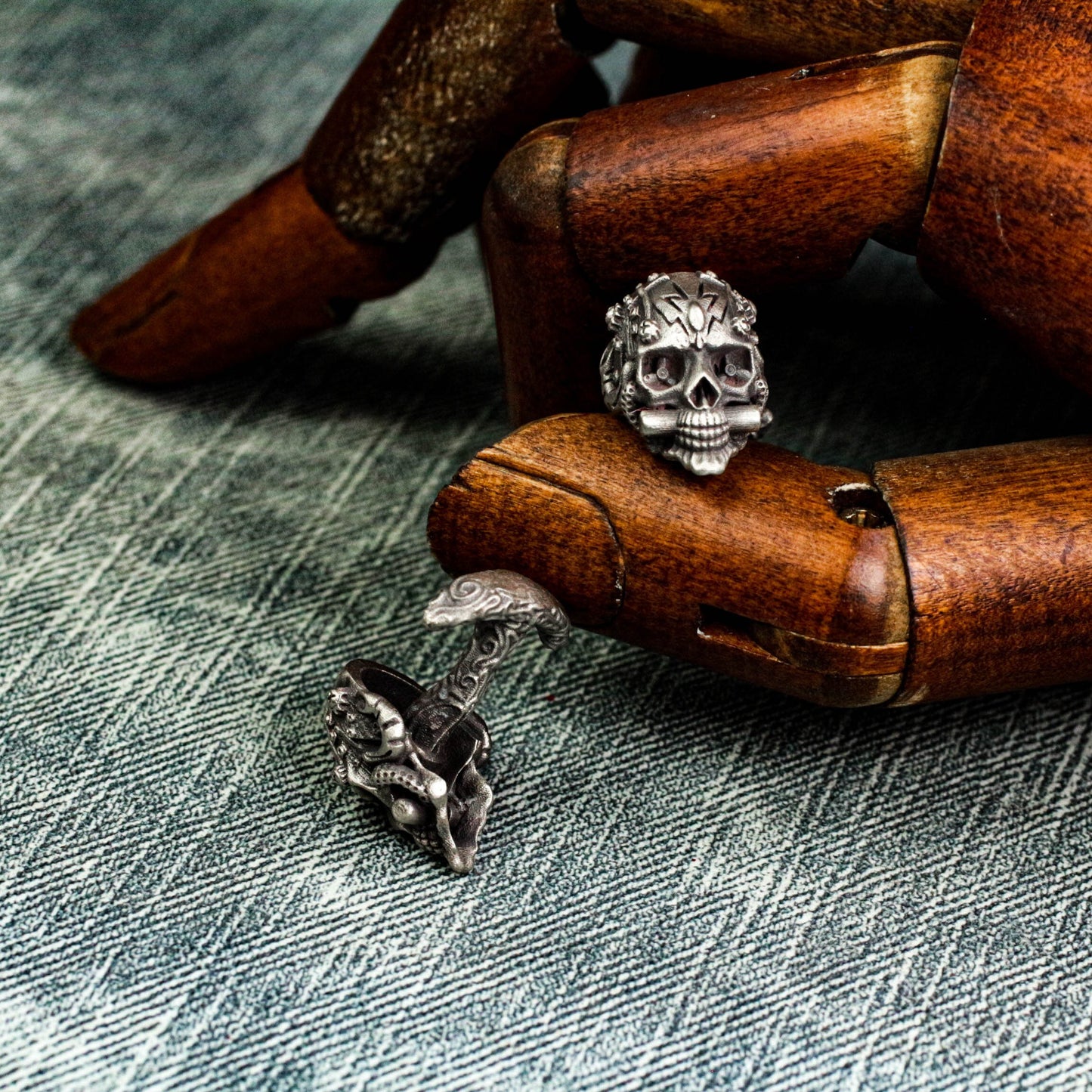 Totem Sugar Skull Cufflinks - 925 Sterling Silver Handmade