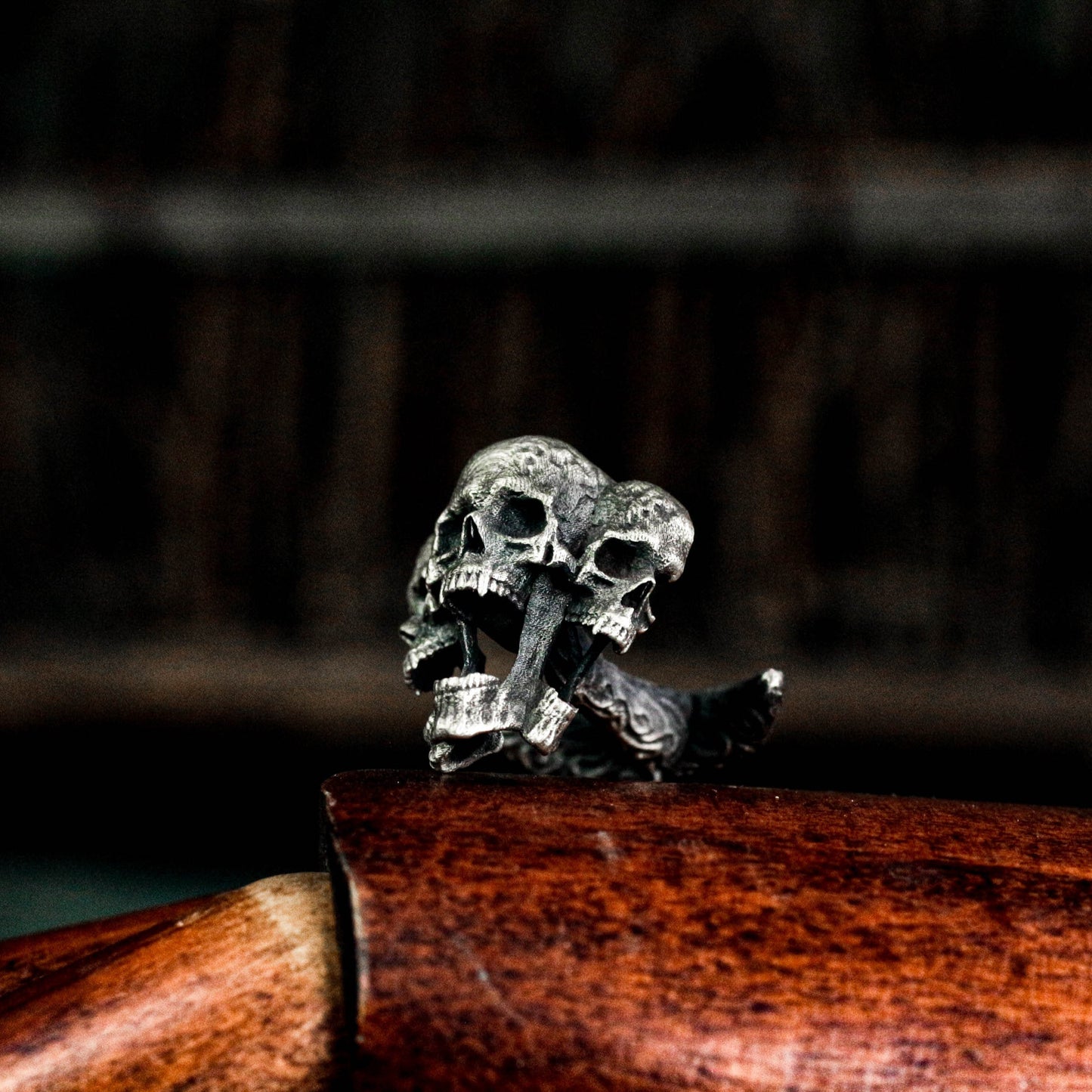 Three Headed Skull Cufflinks - 925 Sterling Silver Handmade