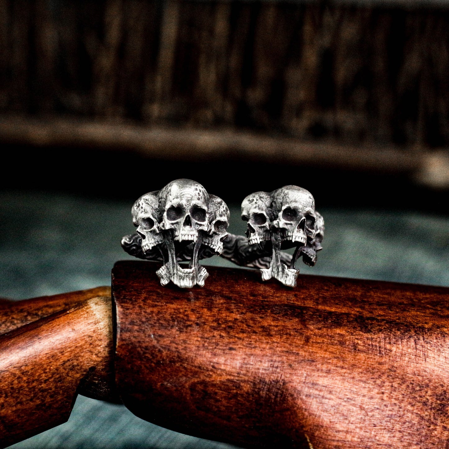 Three Headed Skull Cufflinks - 925 Sterling Silver Handmade