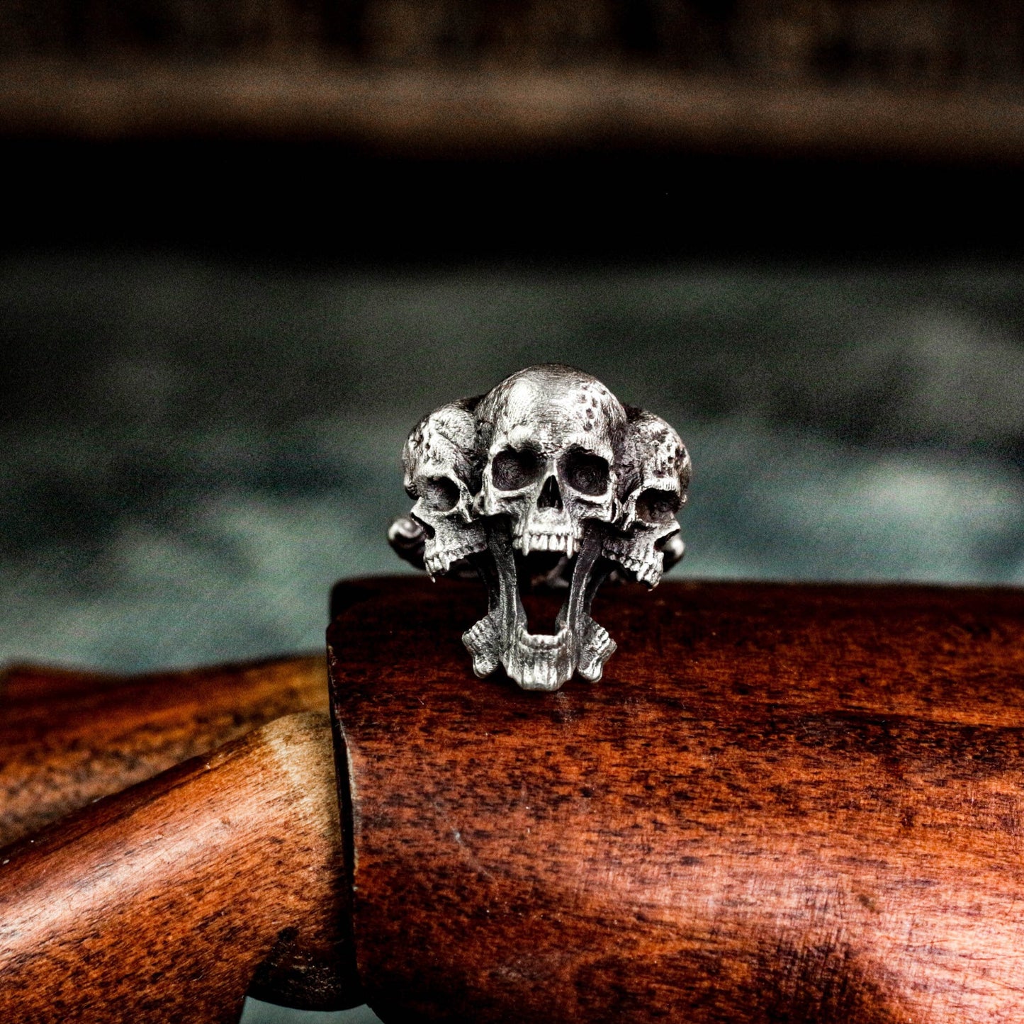 Three Headed Skull Cufflinks - 925 Sterling Silver Handmade