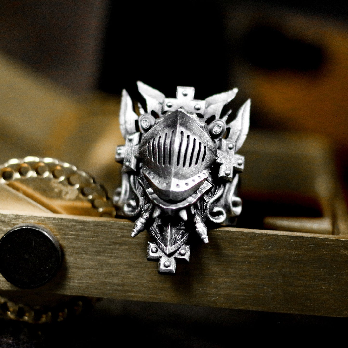Knight Face Mask Ring - 925 Sterling Silver Handmade