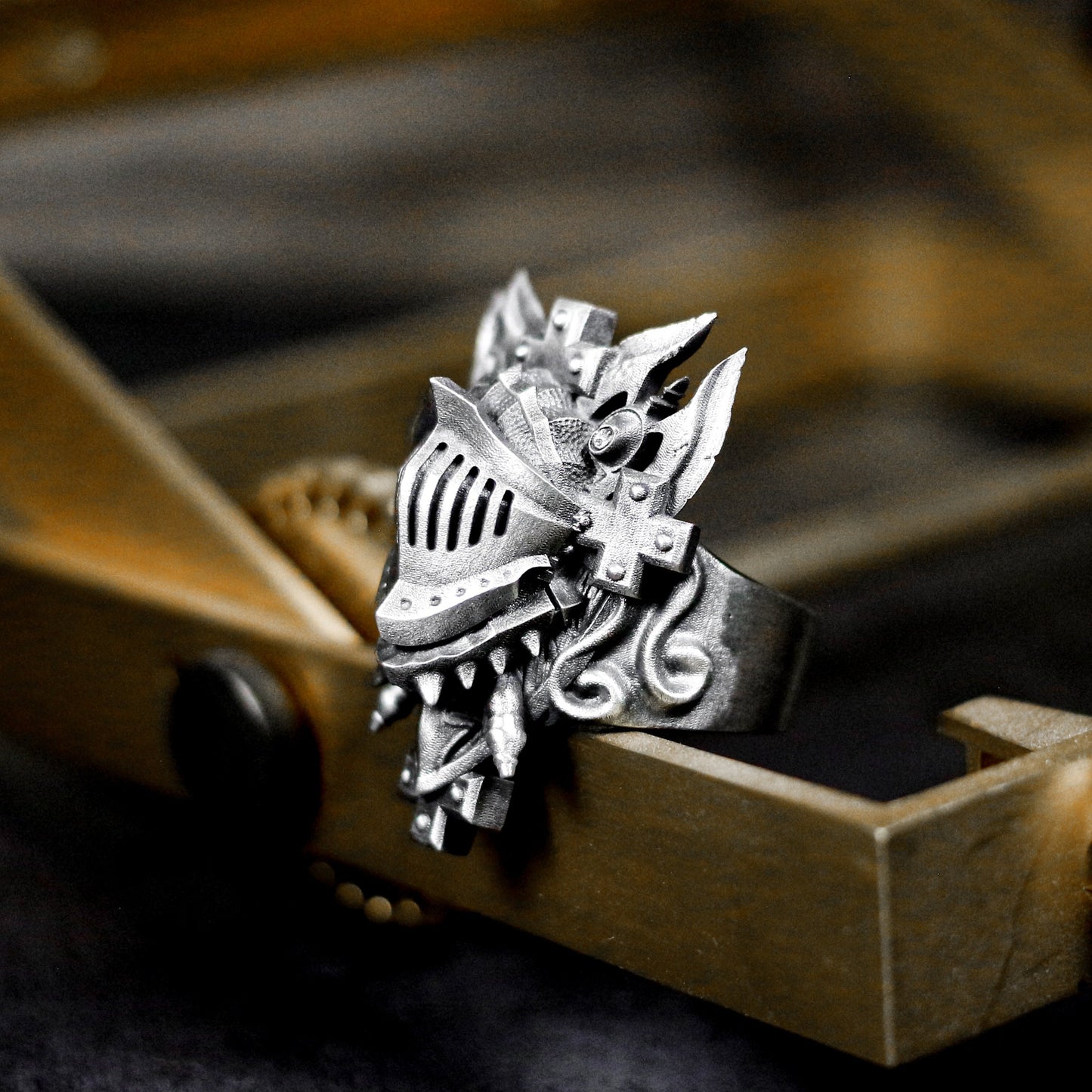 Knight Face Mask Ring - 925 Sterling Silver Handmade