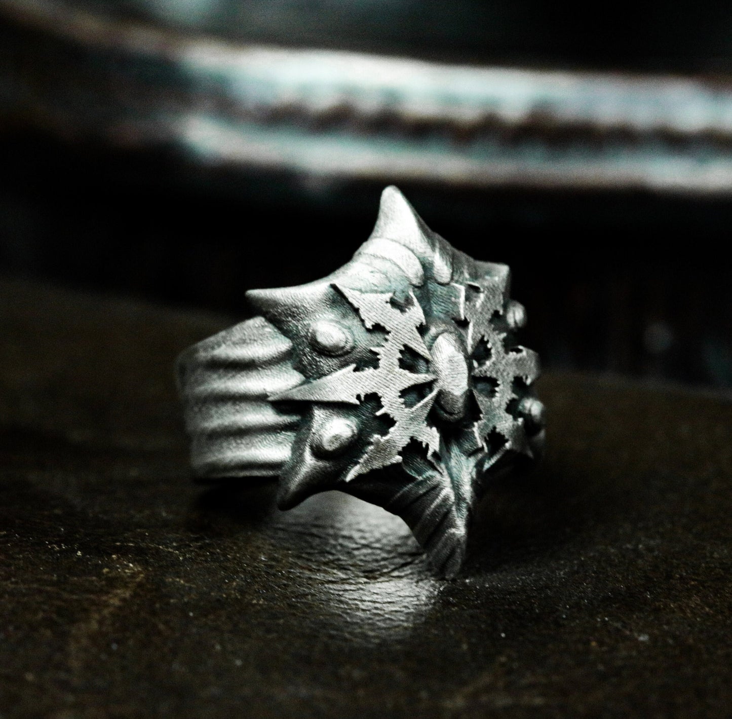 Gear Star Ring ¨C Handmade 925 Silver Steampunk Core Band