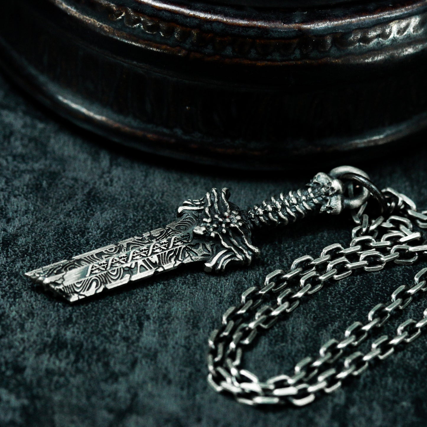 Dragon Sword Pendant - 925 Silver Handmade Fantasy Weapon