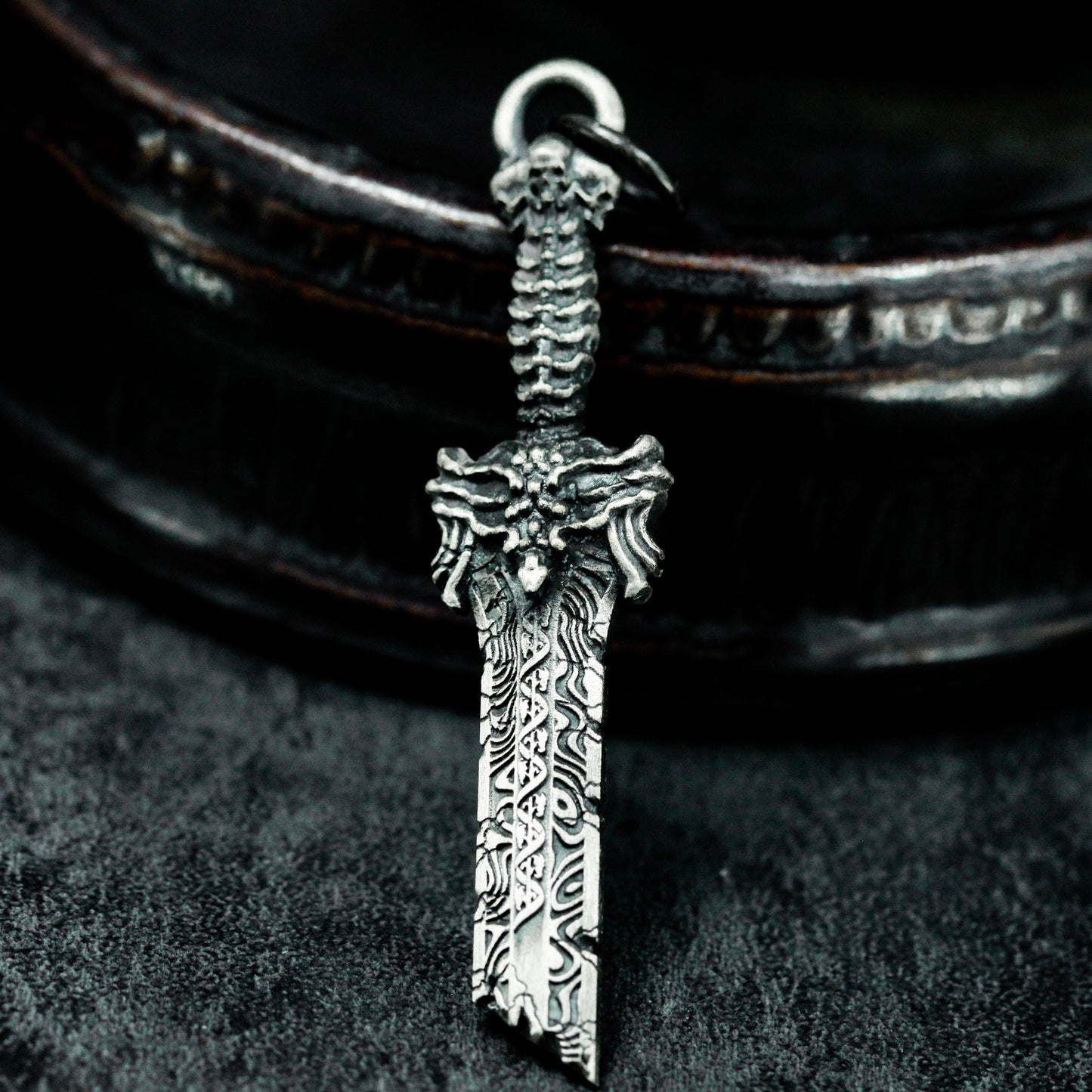 Dragon Sword Pendant - 925 Silver Handmade Fantasy Weapon
