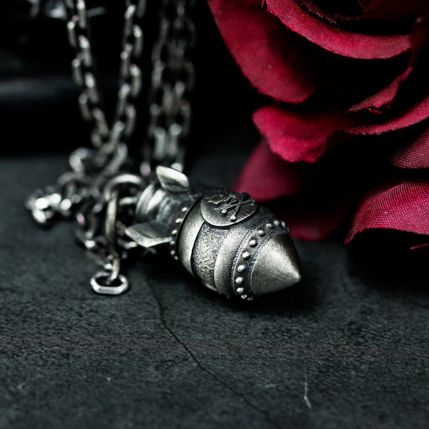 Mini Missile Pendant with Tactical Details ¨C 925 Sterling Silver Handmade