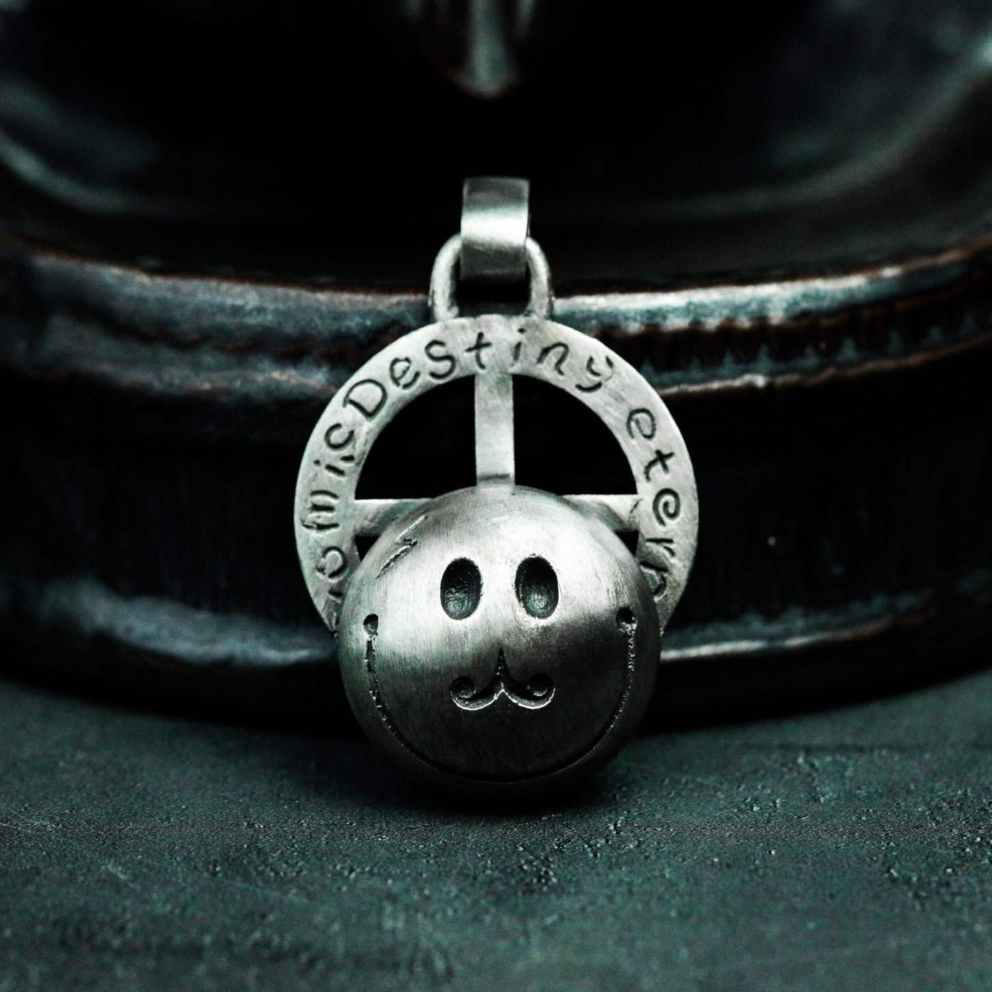 Smiley Skull Pendant ¨C Handmade 925 Silver Dark Humor Necklace