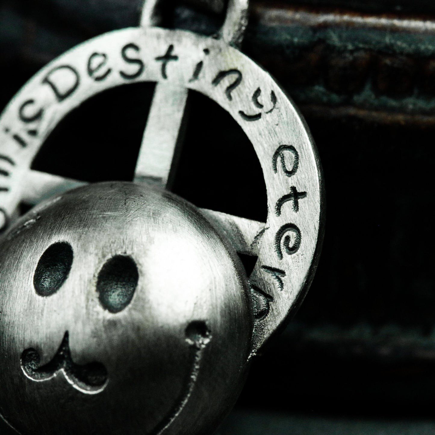 Smiley Skull Pendant ¨C Handmade 925 Silver Dark Humor Necklace