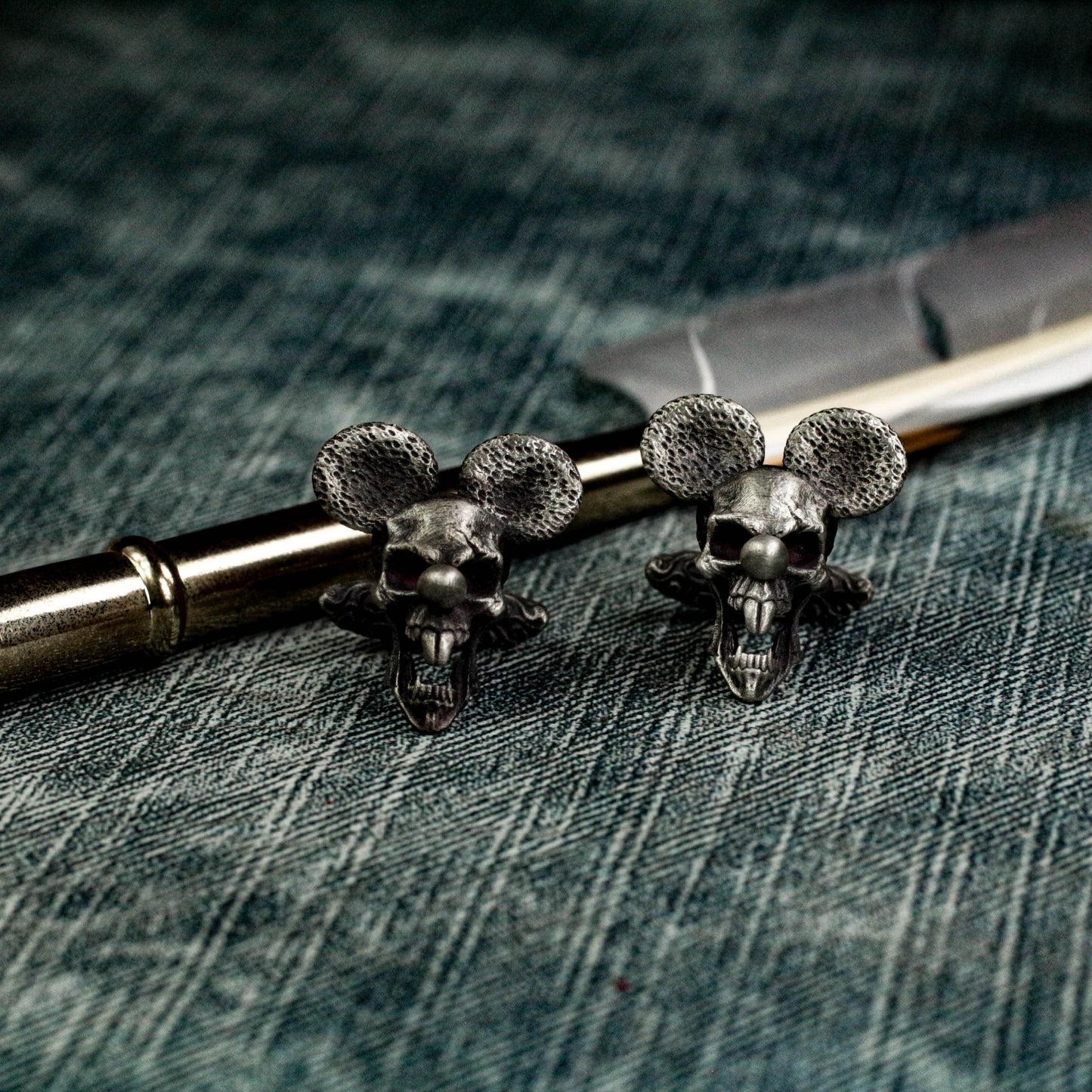 Roaring Mouse Skull Cufflinks - 925 Silver Handmade
