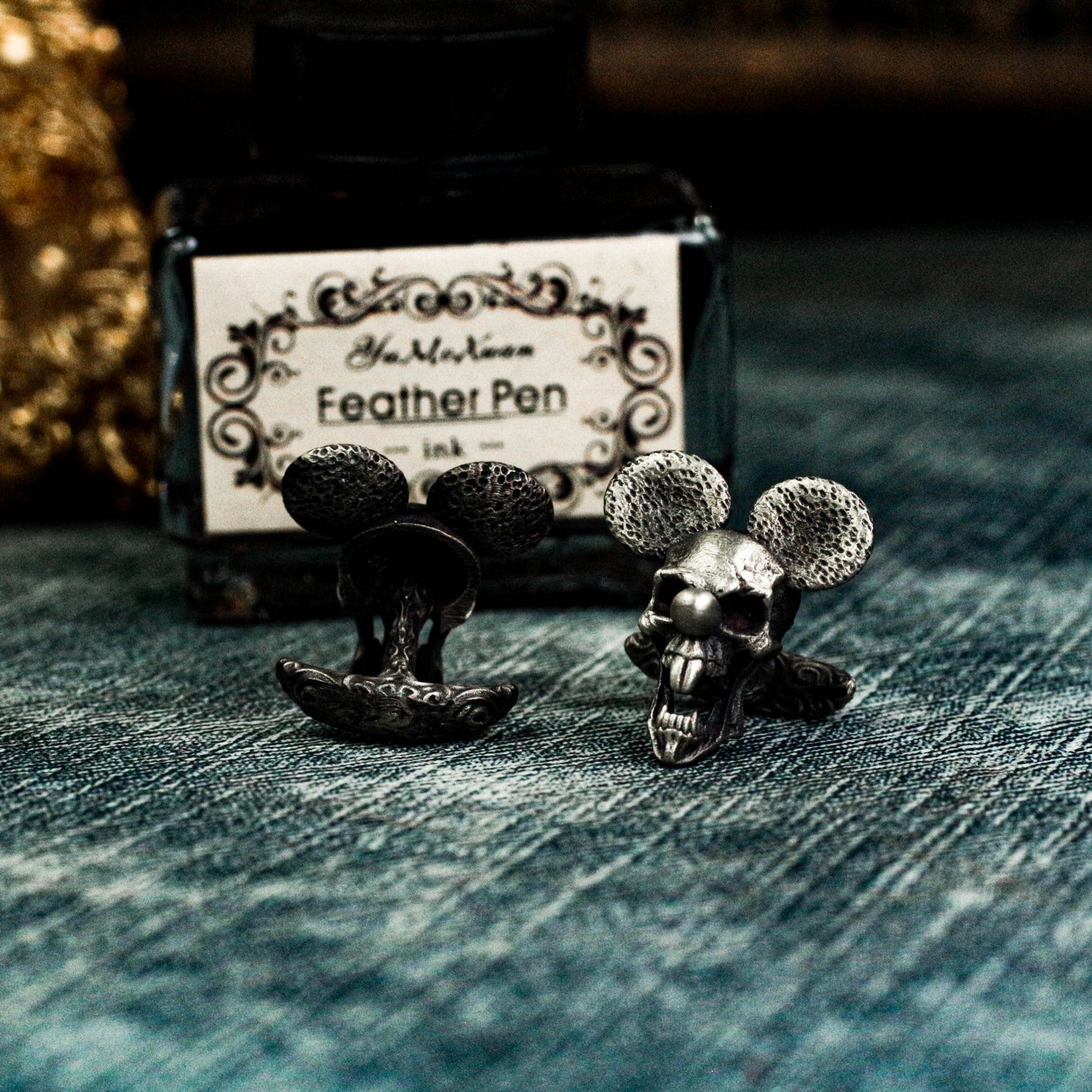 Roaring Mouse Skull Cufflinks - 925 Silver Handmade