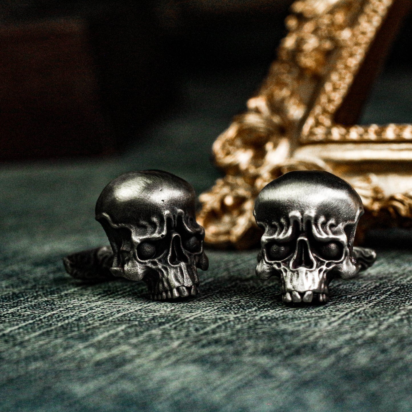 Big Eyes Glossy Skull Cufflinks - 925 Sterling Silver Handmade