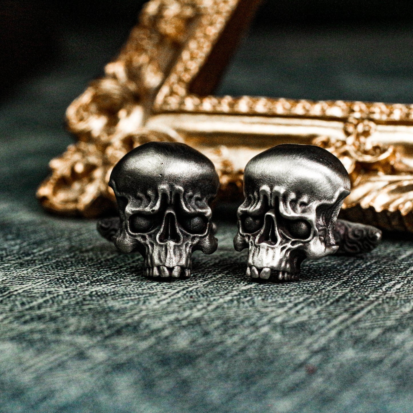 Big Eyes Glossy Skull Cufflinks - 925 Sterling Silver Handmade