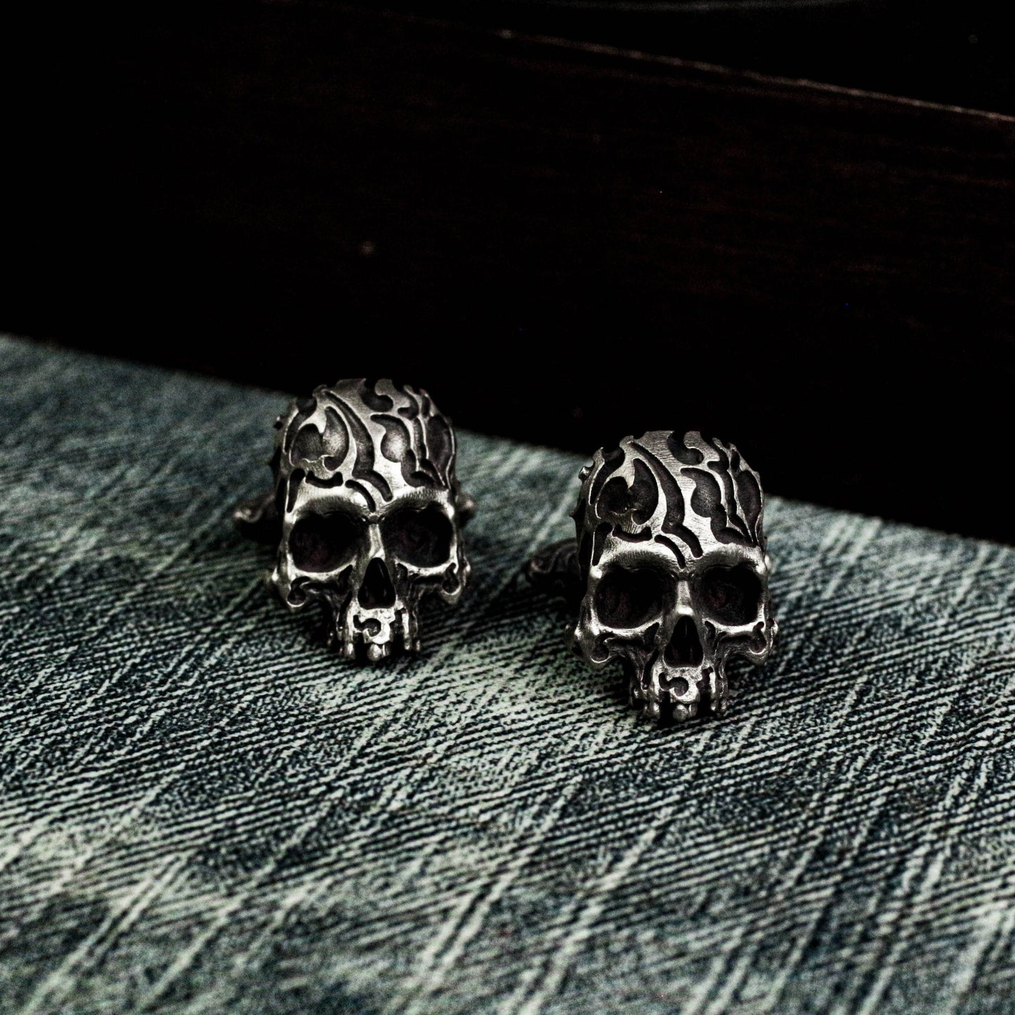 Mexican Carved Skull Cufflinks - 925 Sterling Silver Handmade