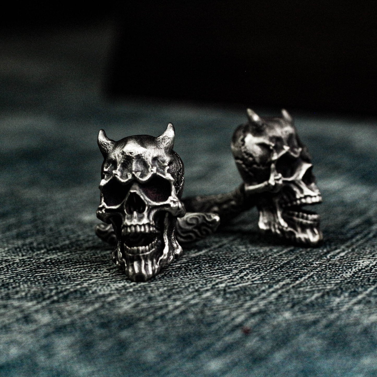 Devil Horn Skull Cufflinks, 925 Silver Handmade