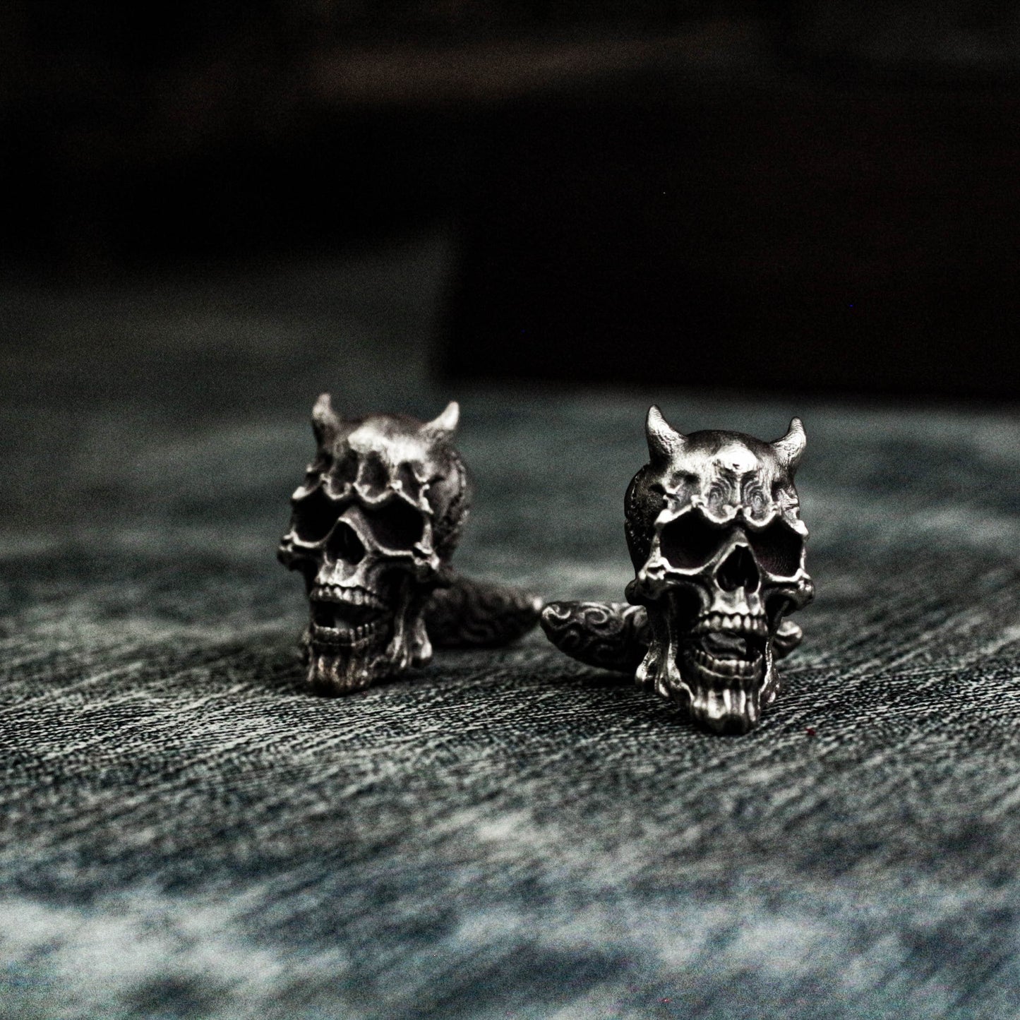 Devil Horn Skull Cufflinks, 925 Silver Handmade