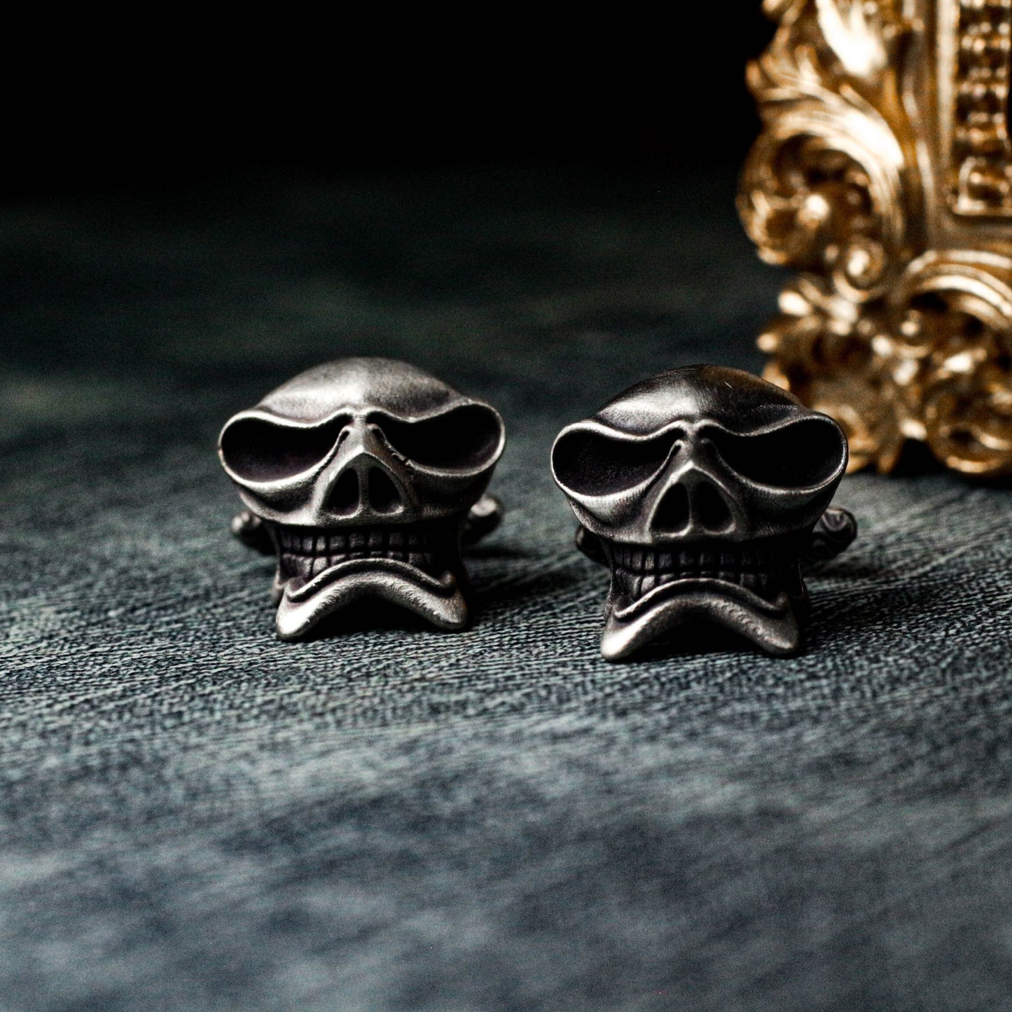 Victorian Skull Steampunk Cufflinks - 925 Sterling Silver Handmade