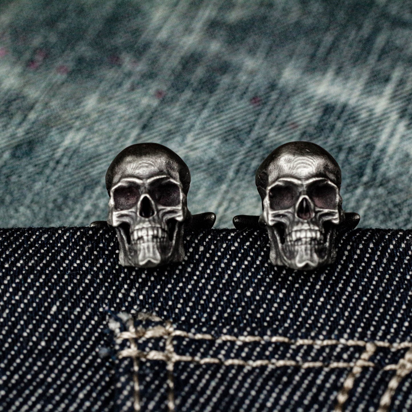 Human Skull Cufflinks - 925 Sterling Silver Handmade