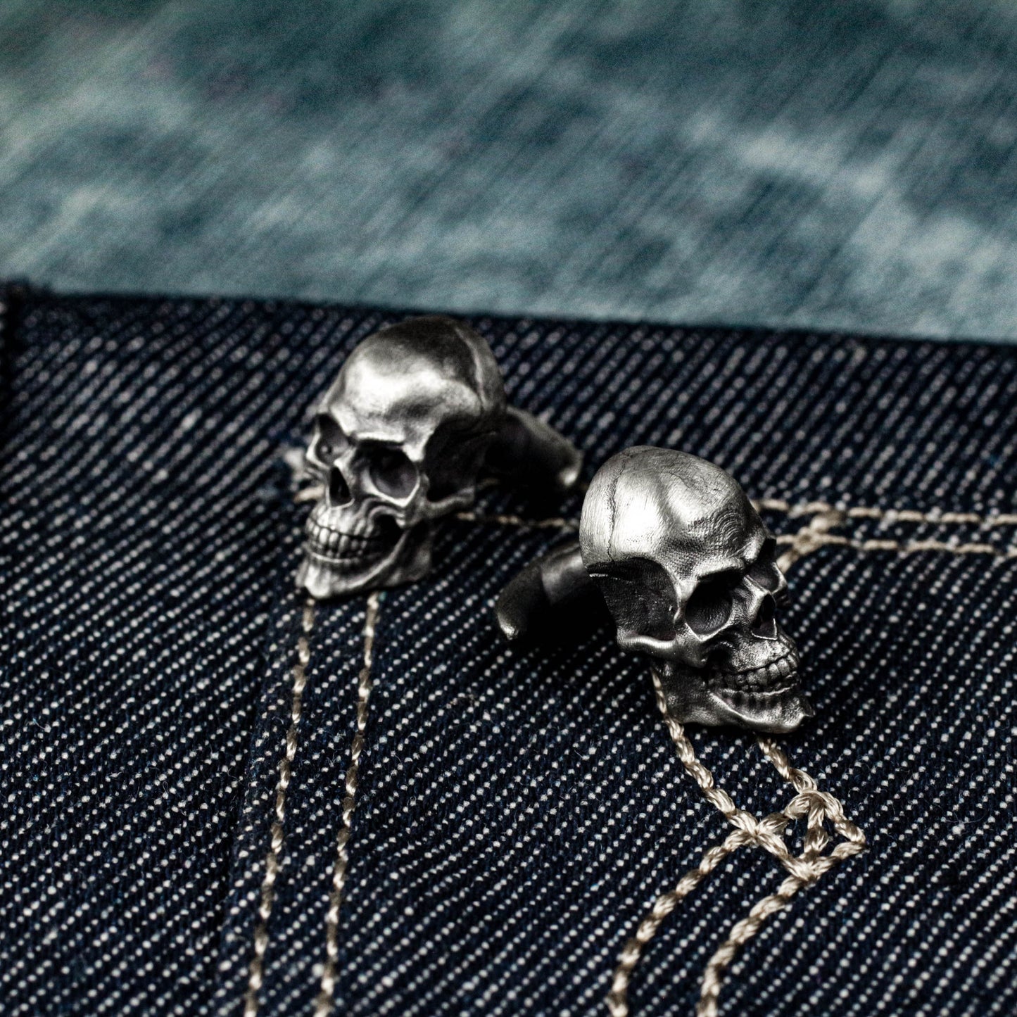 Human Skull Cufflinks - 925 Sterling Silver Handmade