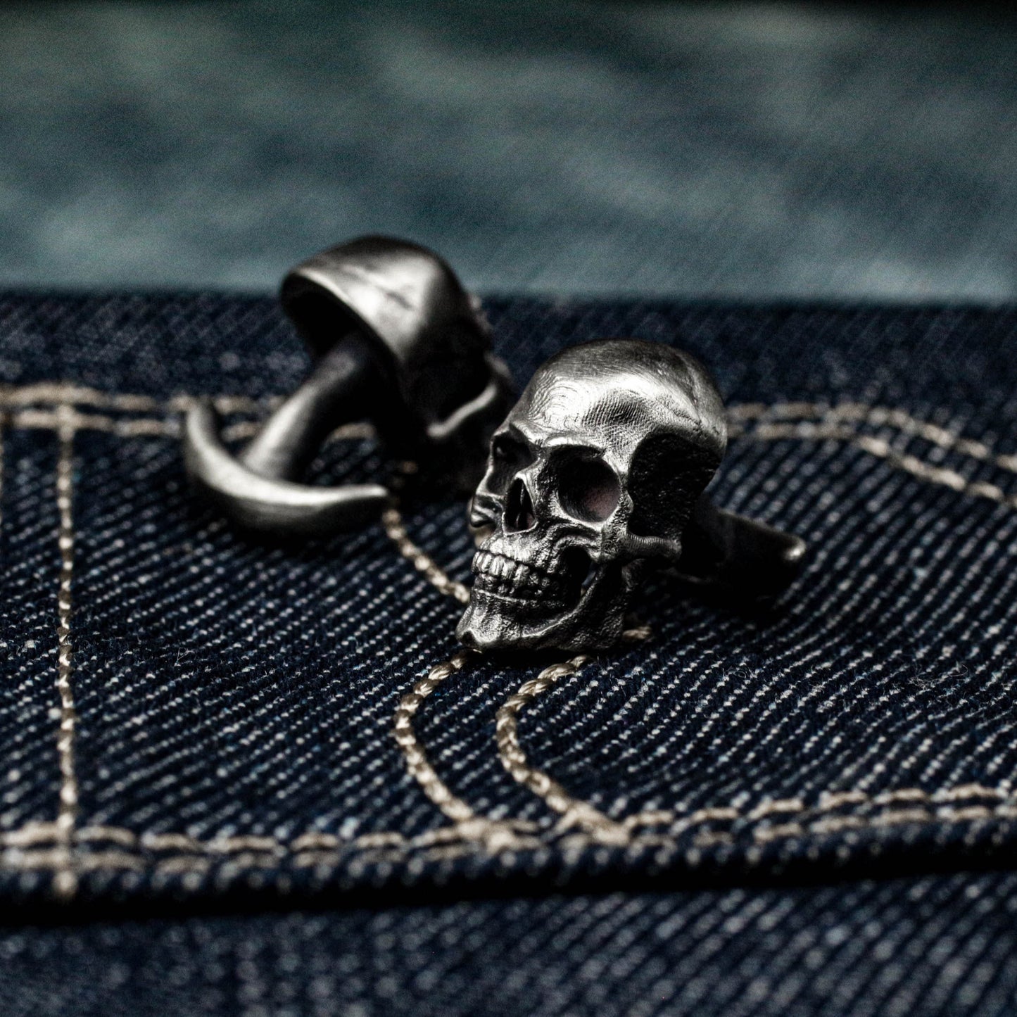 Human Skull Cufflinks - 925 Sterling Silver Handmade