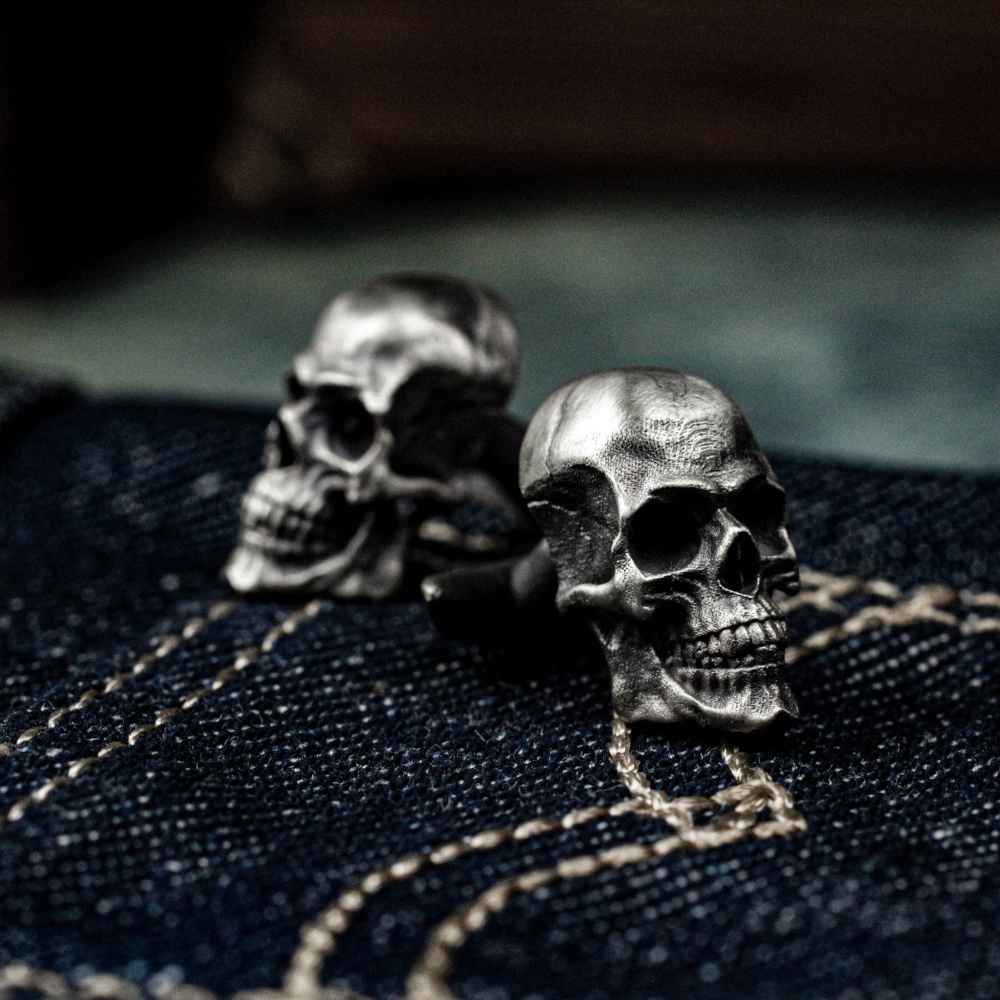 Human Skull Cufflinks - 925 Sterling Silver Handmade