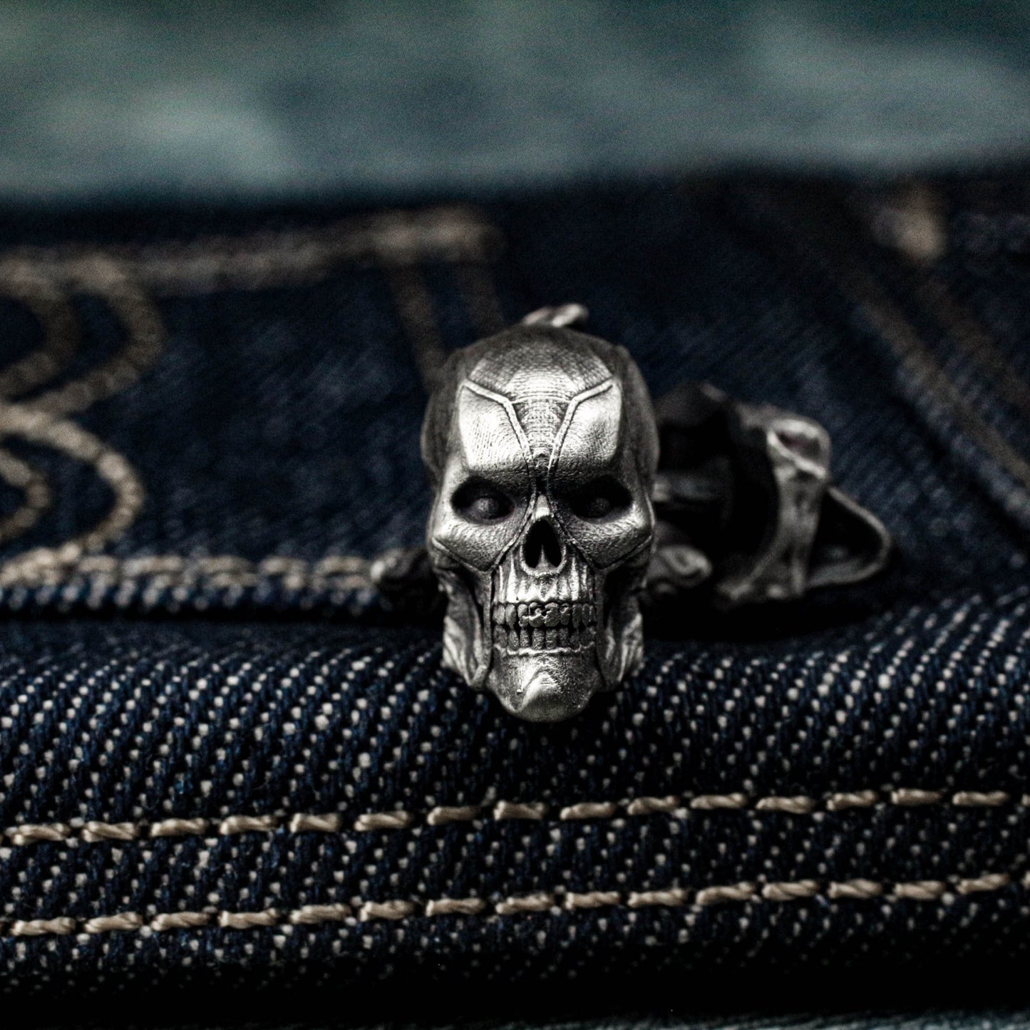 Warrior Skull Cufflinks - Dark Gothic Armor 925 Silver Handmade