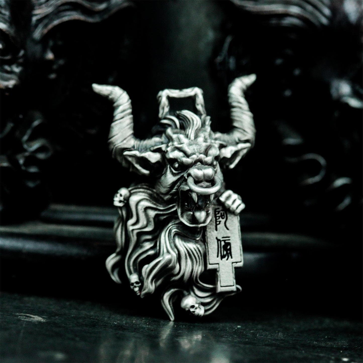 Mythic Bull Pendant - 925 Silver Handmade Strength Totem