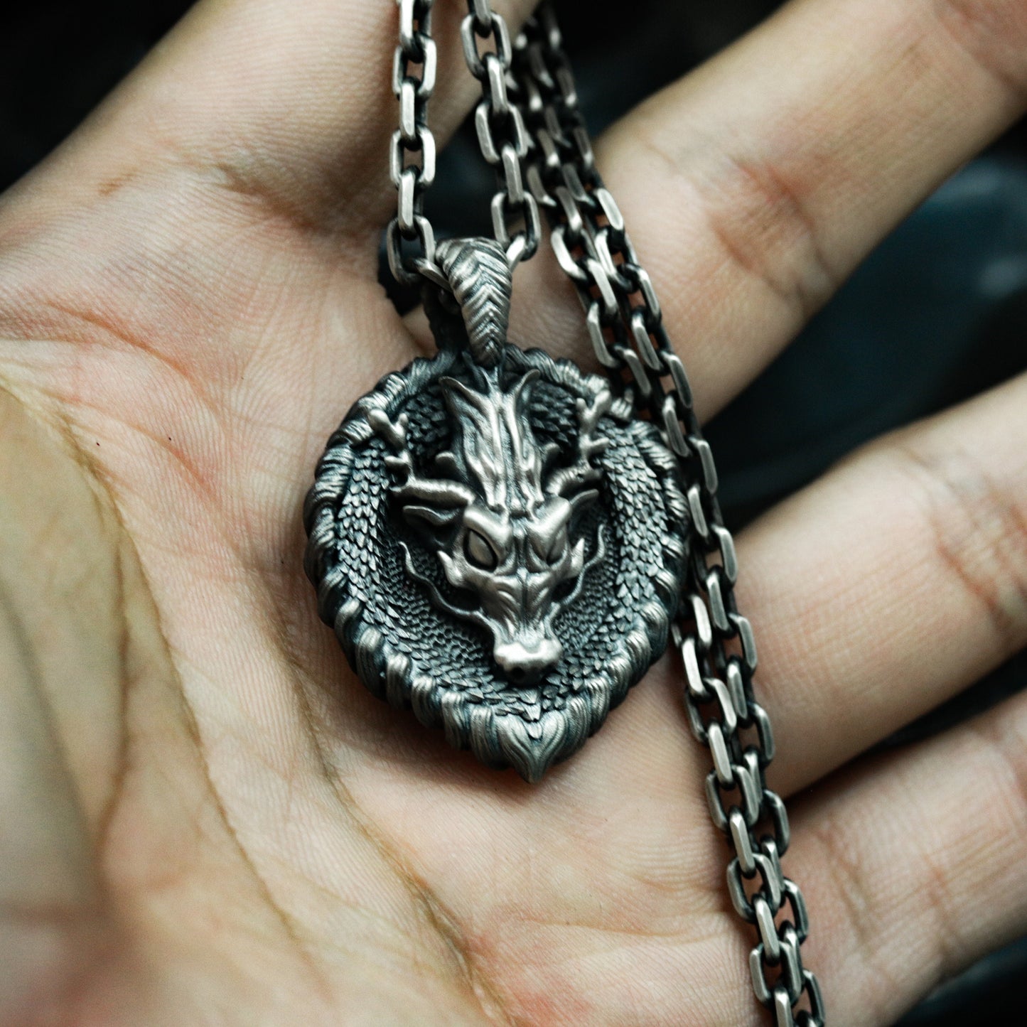 Beast Head Heart Pendant ¨C 925 Silver Handmade