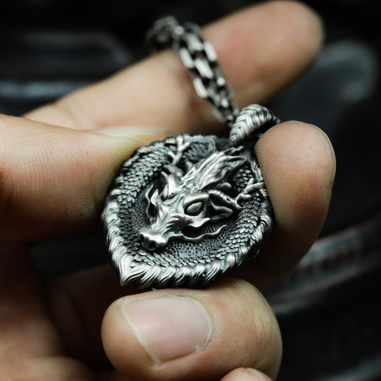Beast Head Heart Pendant ¨C 925 Silver Handmade